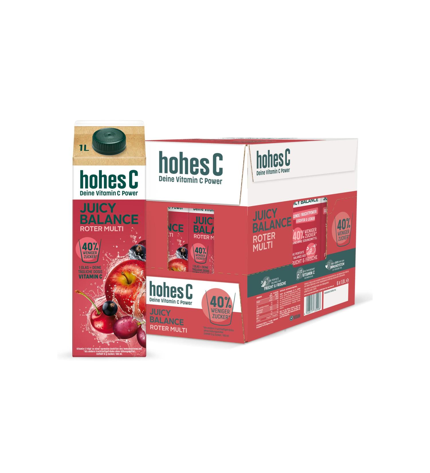 High C Juicy Balance Roter Multi - 6L Multi-Fruit Juice with Vitamin C Low Sugar Vegan & 100% Recyclable Packaging - Buy Online on SooperMarket.com