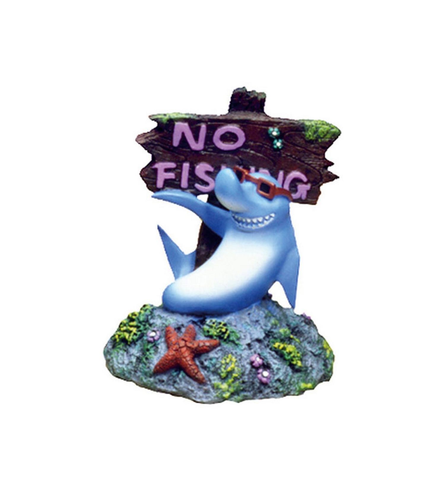 Blue Ribbon Rosewood Aquarium Fun Ormanent Cool Shark No Fishing Sign
