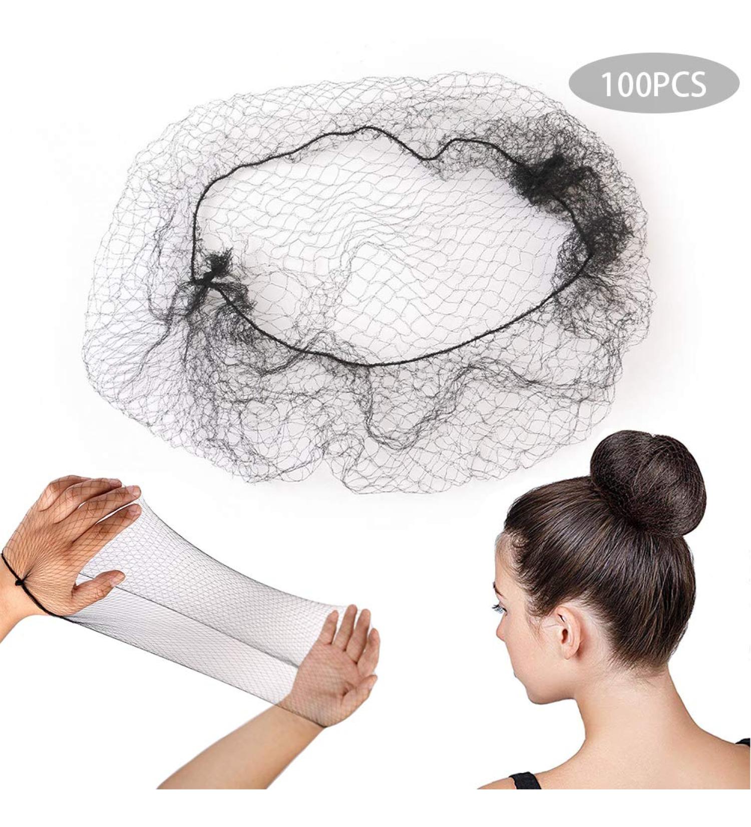 100 Pcs Hair Nets - Invisible Elastic Edge Mesh for Wig & Bun Fixation - Black Ladies Hair Accessories - Buy Online on SooperMarket.com