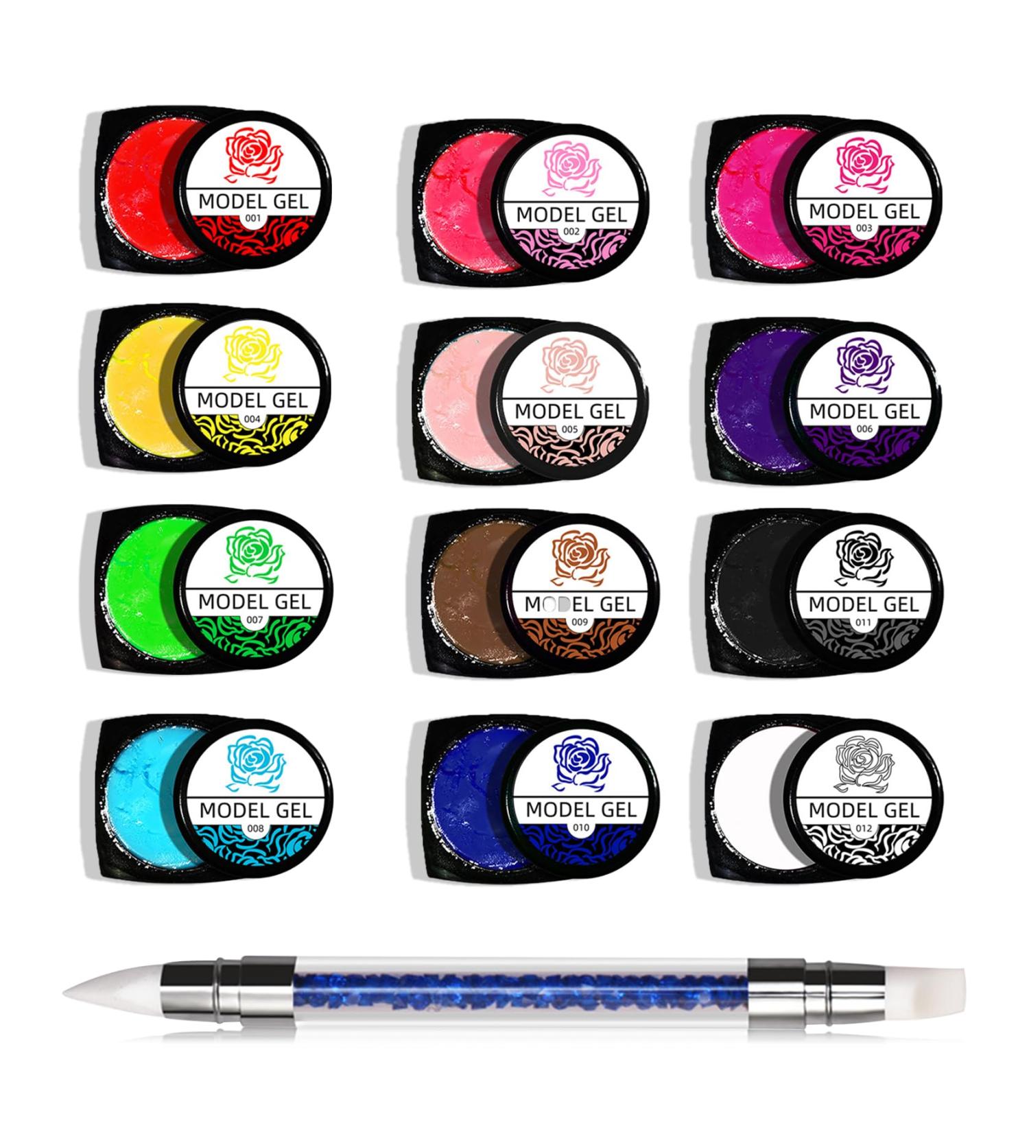 12 Colors Nail Sculpture Gel - Builder Gel & Blooming Gel for Stunning 3D Nail Art | DIY Nail Gel Kit - Buy Online on SooperMarket.com