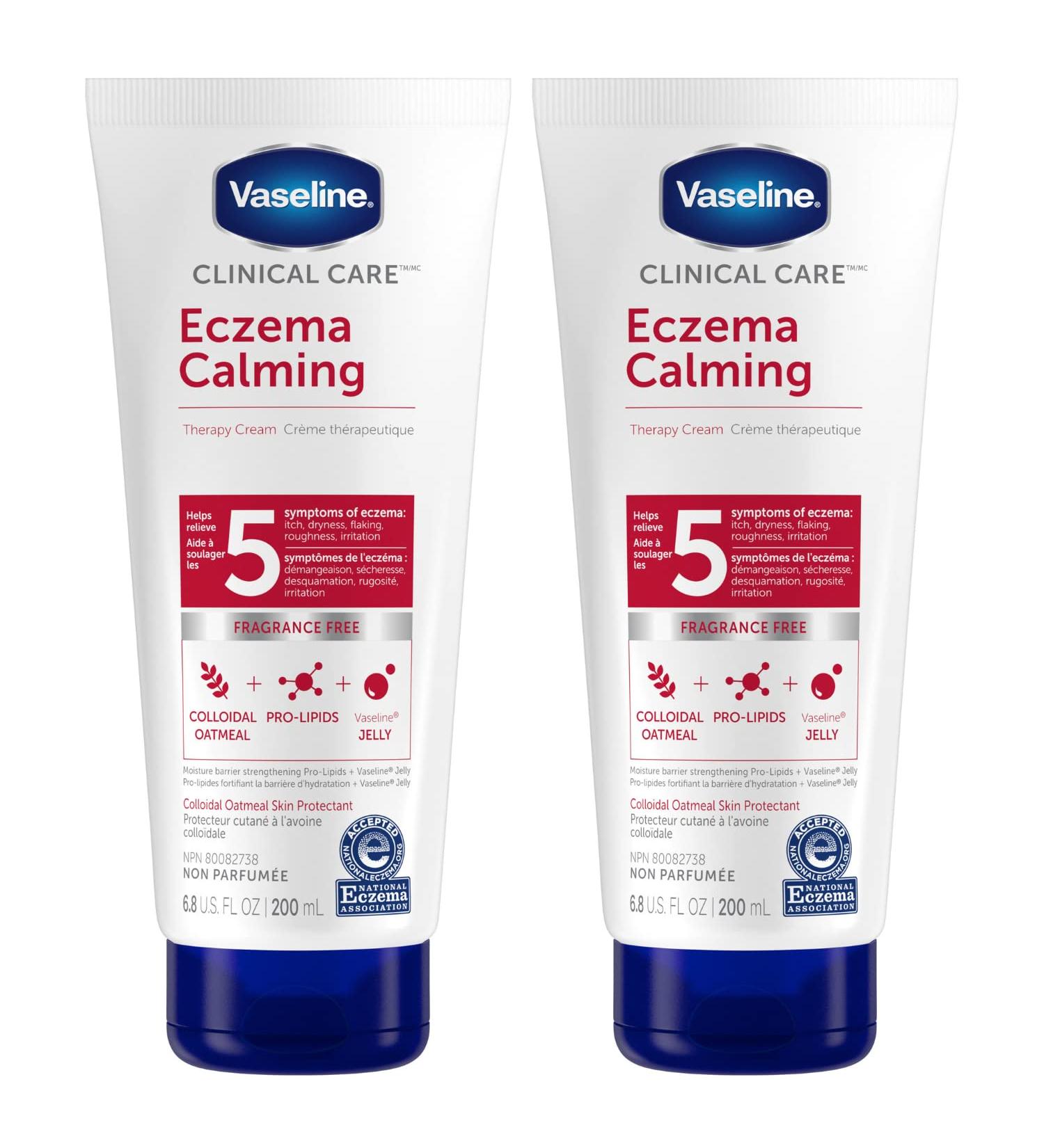 Vaseline Eczema Calming Hand & Body Cream Lotion for Dry Skin - Unscented Clinical Care with Colloidal Oatmeal - 6.8 oz (Pack of 2) - Buy Online on SooperMarket.com