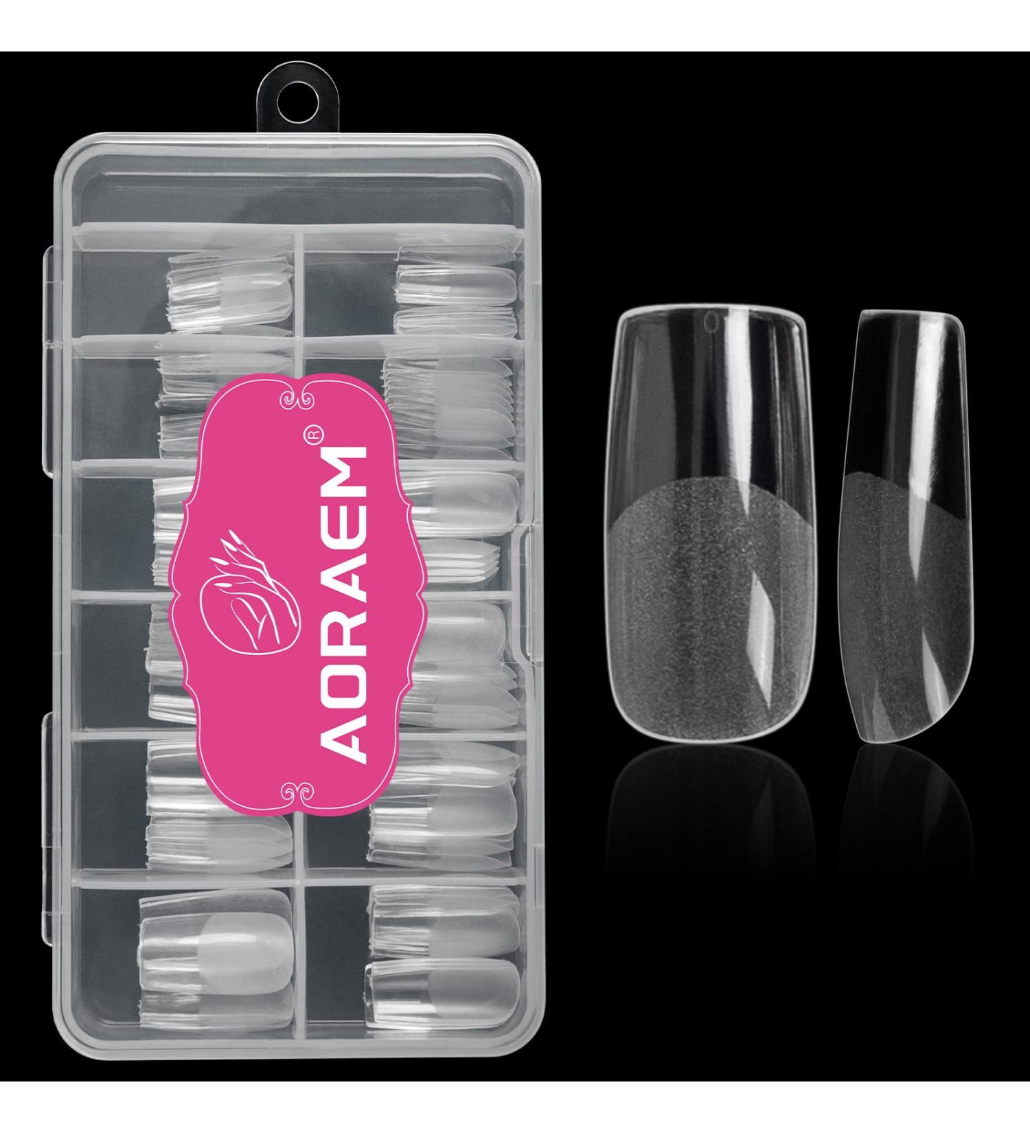 AORAEM Square Nail Tips 120 PCS - Soft Clear Gel Full Cover False Nails with Box - Buy Online on SooperMarket.com