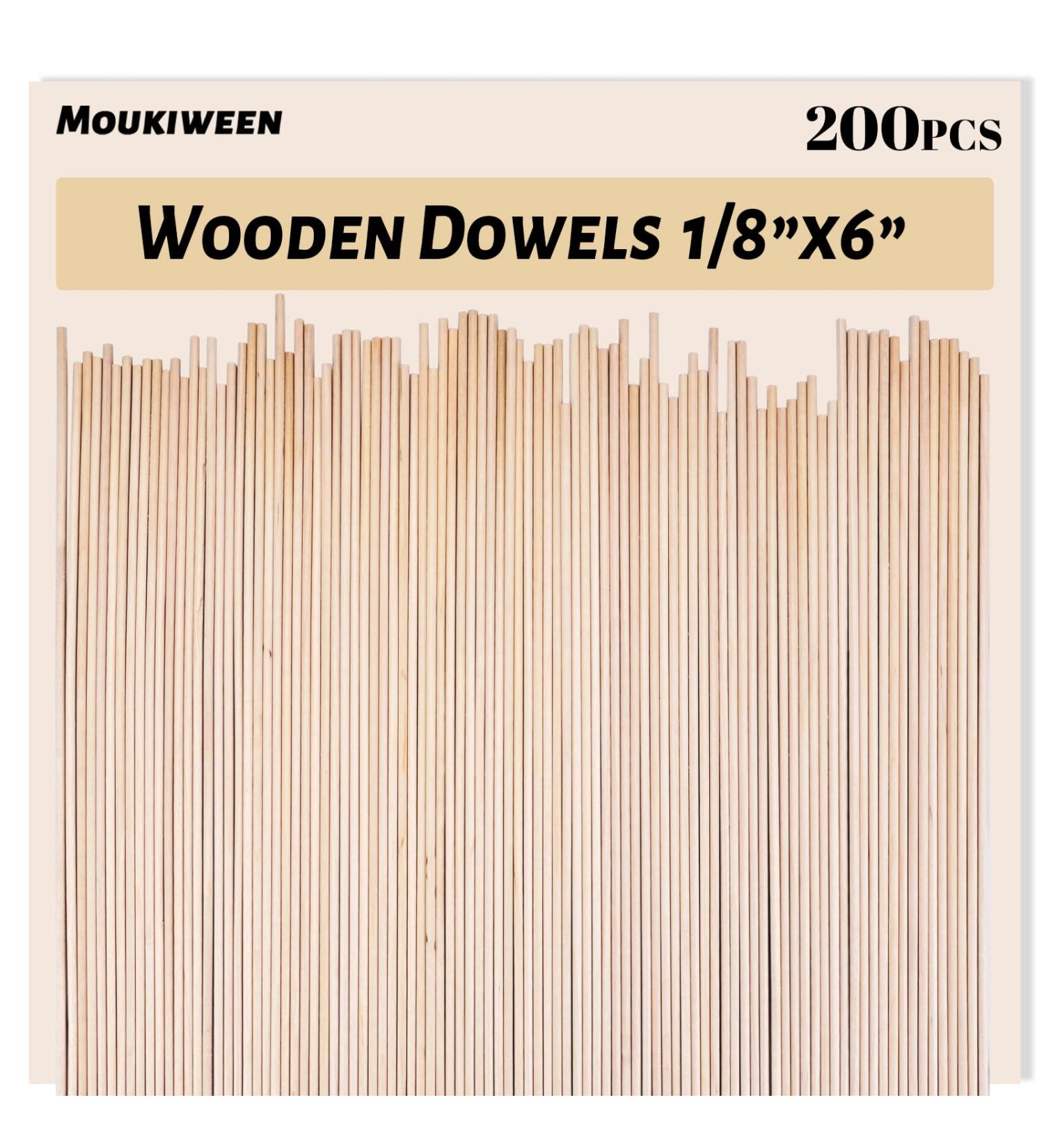 200 Pieces 6x1/8 Wooden Dowel Rods - Unfinished Hardwood Craft Sticks for DIY Crafts - Buy Online on SooperMarket.com