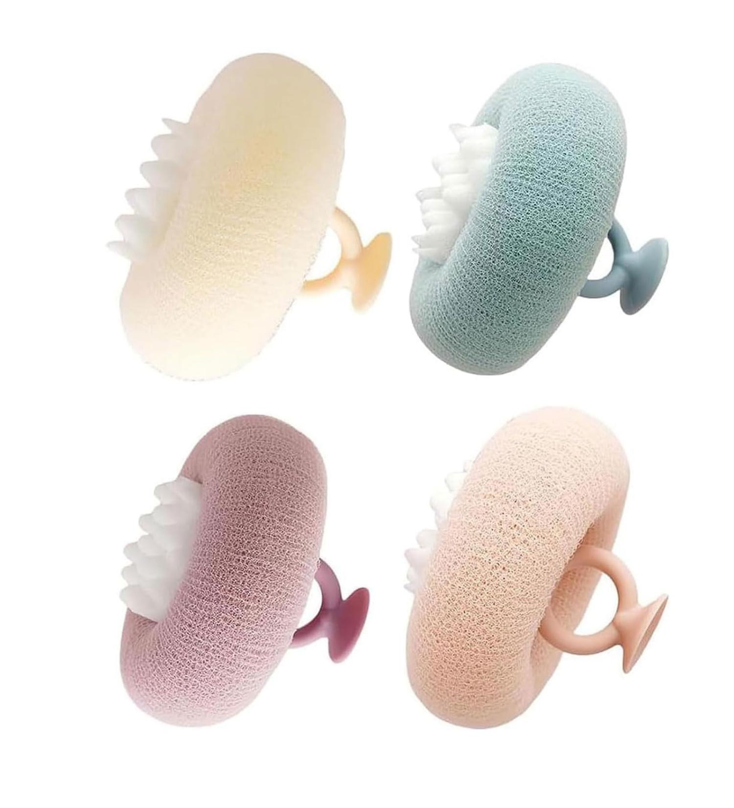 2024 Upgrade 2-in-1 Sunflower Bath Ball & Exfoliating Sponge Set Soft Shower Sponges with Suction Cup for Men & Women (4pcs - Buy Online on SooperMarket.com