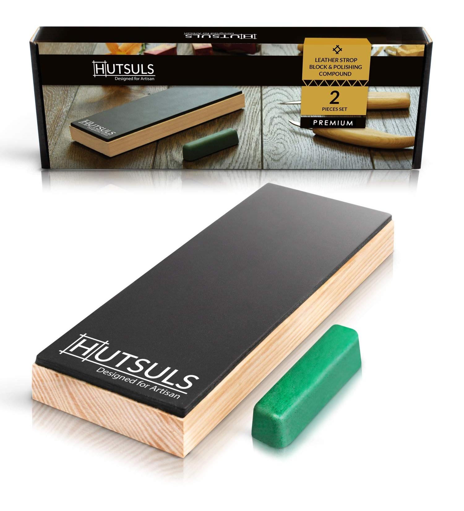 Hutsuls Leather Strop Block with Compound - Razor-Sharp Knife Strop Kit for Quality Edges | Non-Slip Leather Honing Strop with Step-by-Step Guide - Buy Online on SooperMarket.com