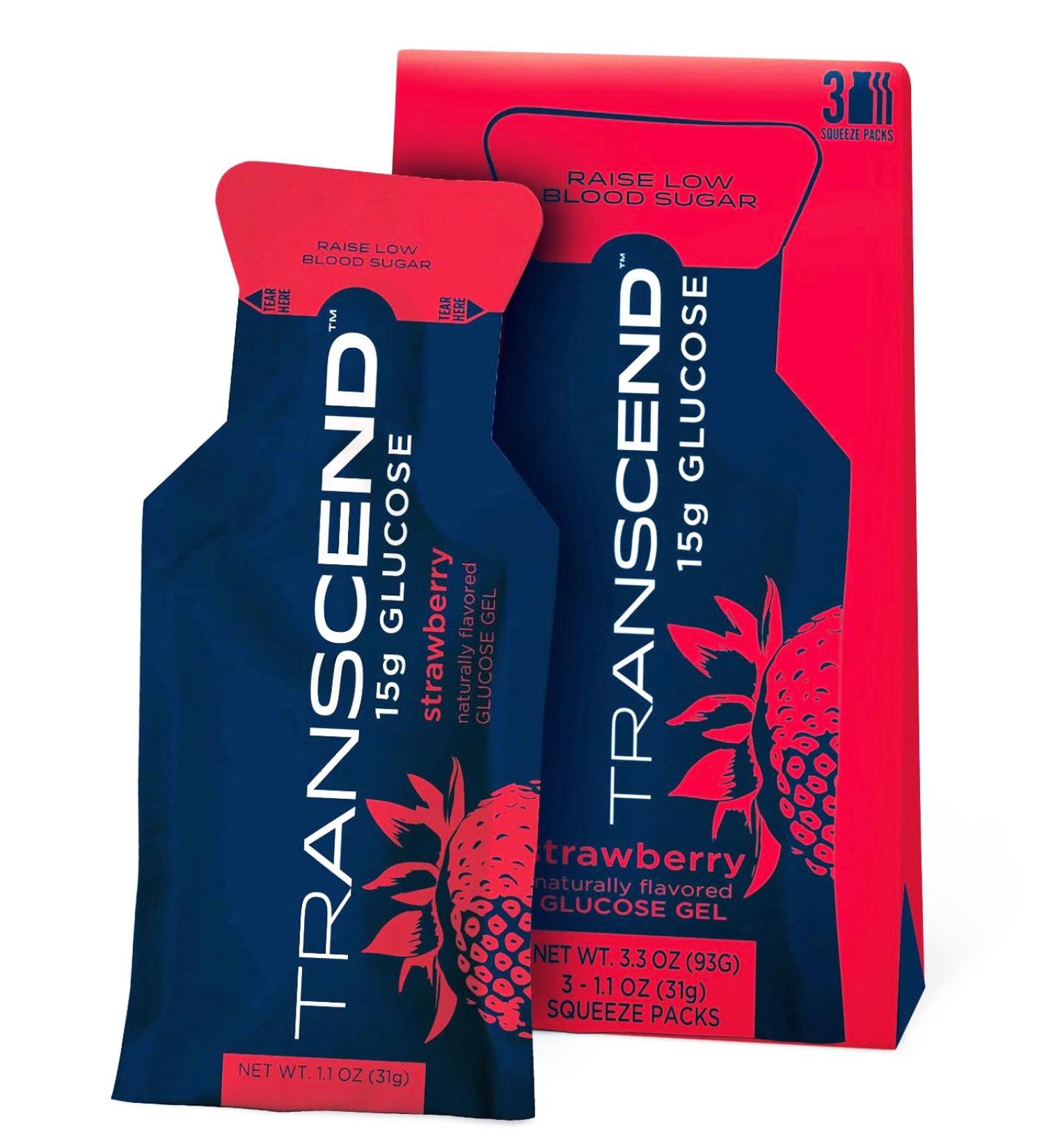 Transcend 15g Glucose Gel Strawberry 3-Pack 1.1oz - Rapid Energy Boost - Buy Online on SooperMarket.com