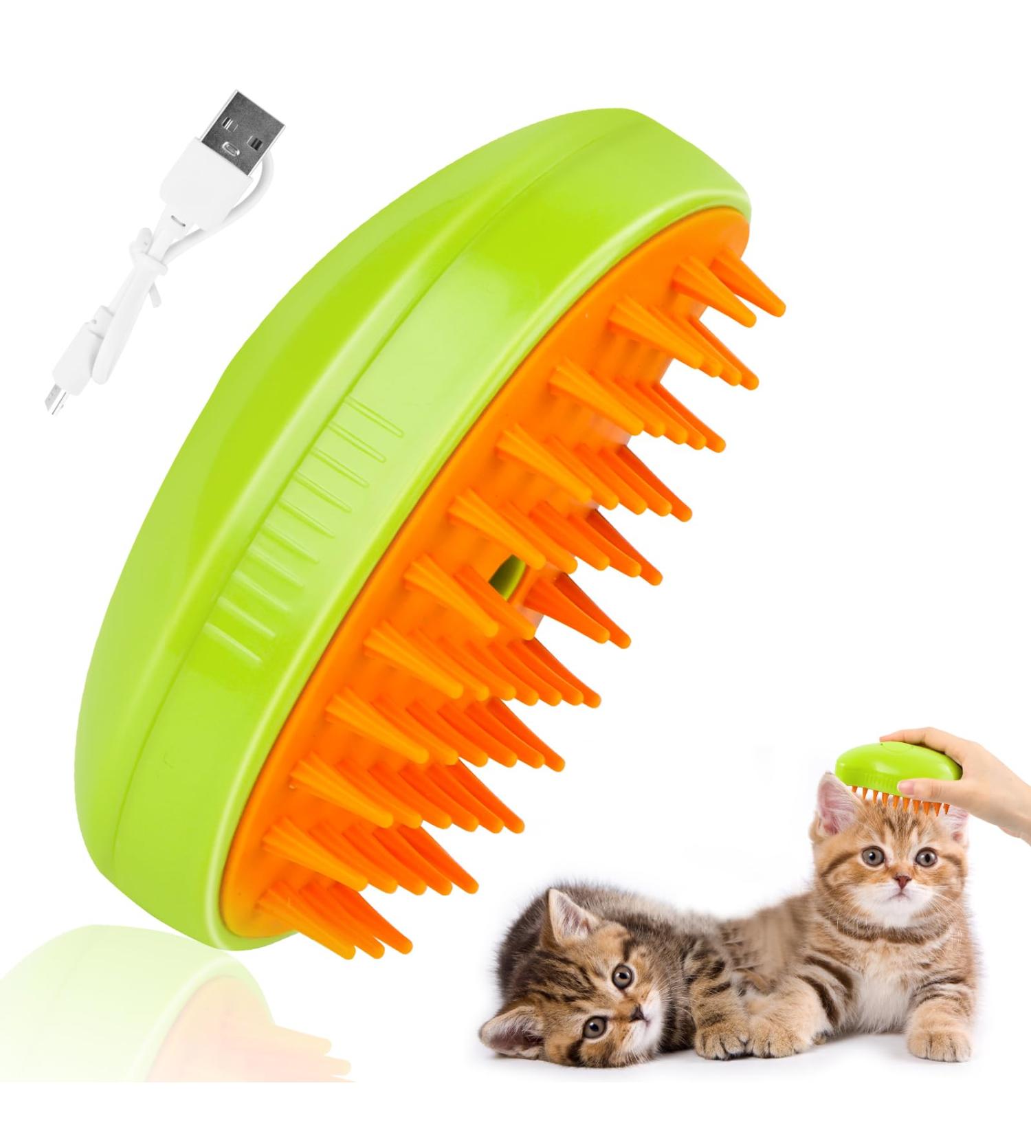 Steamy Cat Brush - 3 in 1 Cat Steamer Brush Cat Spray Massage Comb Multifunctional Dog Steamer Brush Cat Grooming Brush Pet Hair Removal Comb for Cat (Green) - Buy Online on SooperMarket.com