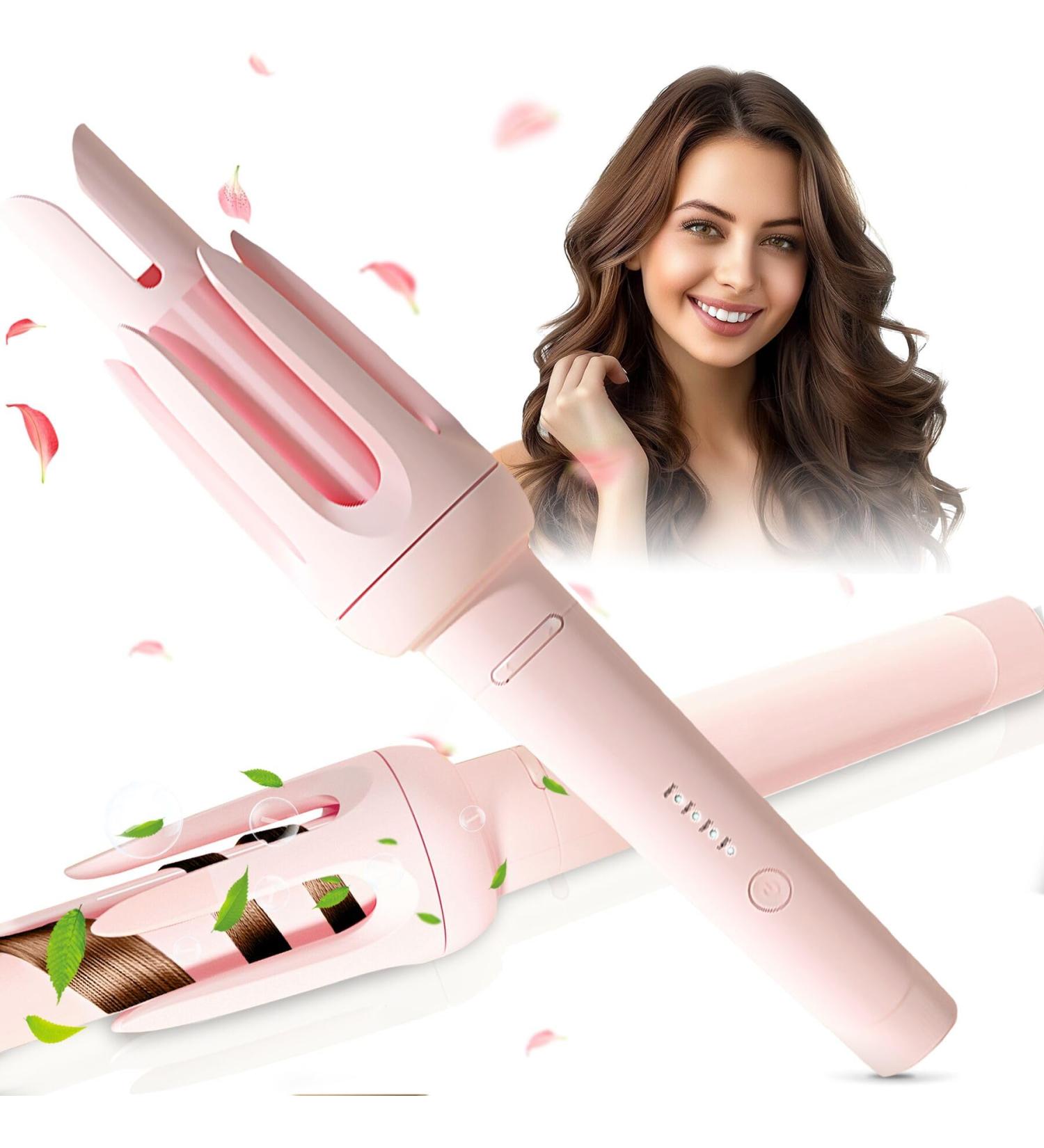 Auto Hair Curler - Automatic Curling Iron with 4 Temperature Settings & 3 Timer - Anti-Scald Anti-Tangle - Perfect for Hair Styling - Pink - Buy Online on SooperMarket.com