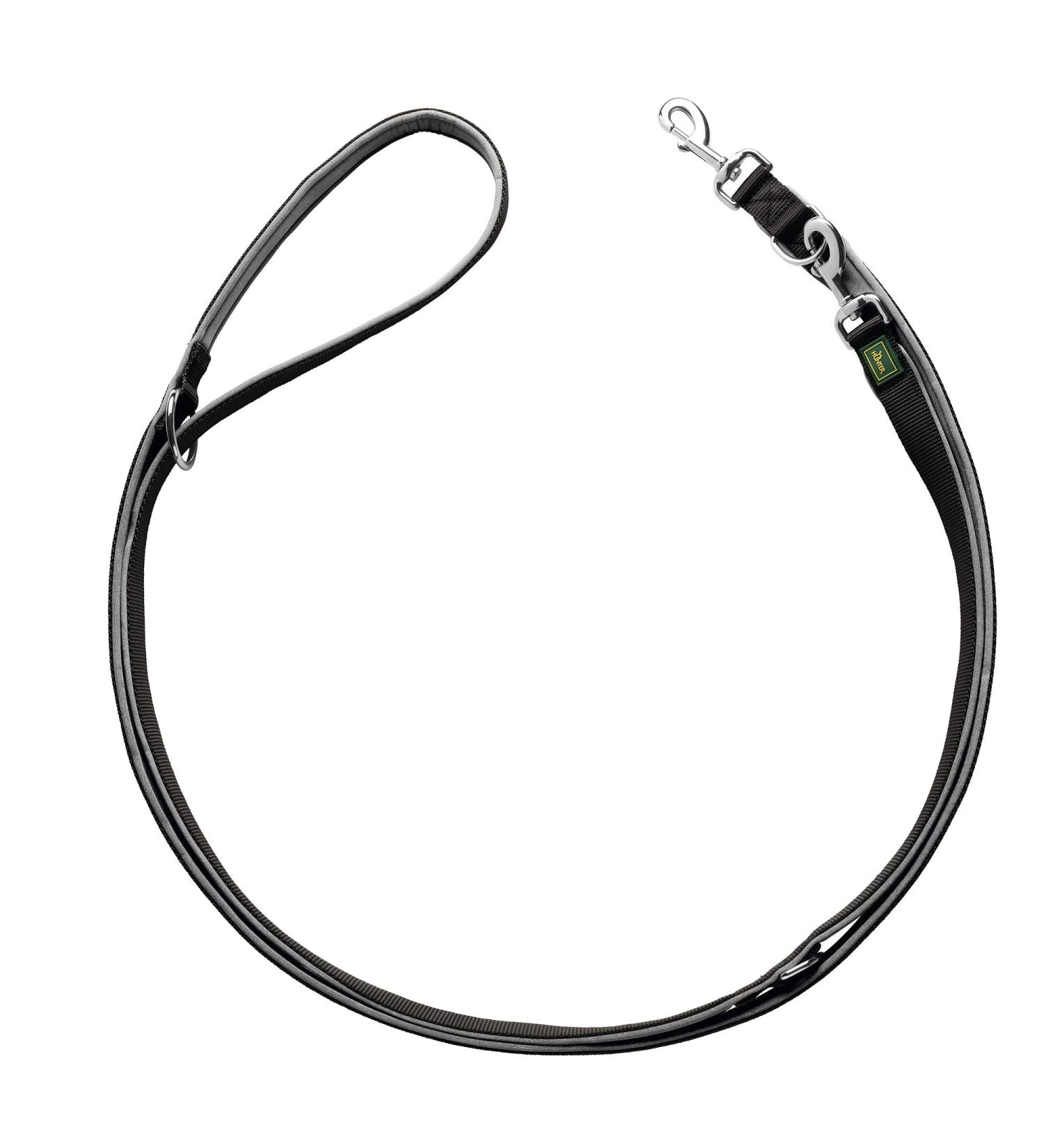 HUNTER NEOPRENE Adjustable dog leash 2.0 x 200 cm black/grey 2.0 x 200 cm black/grey
