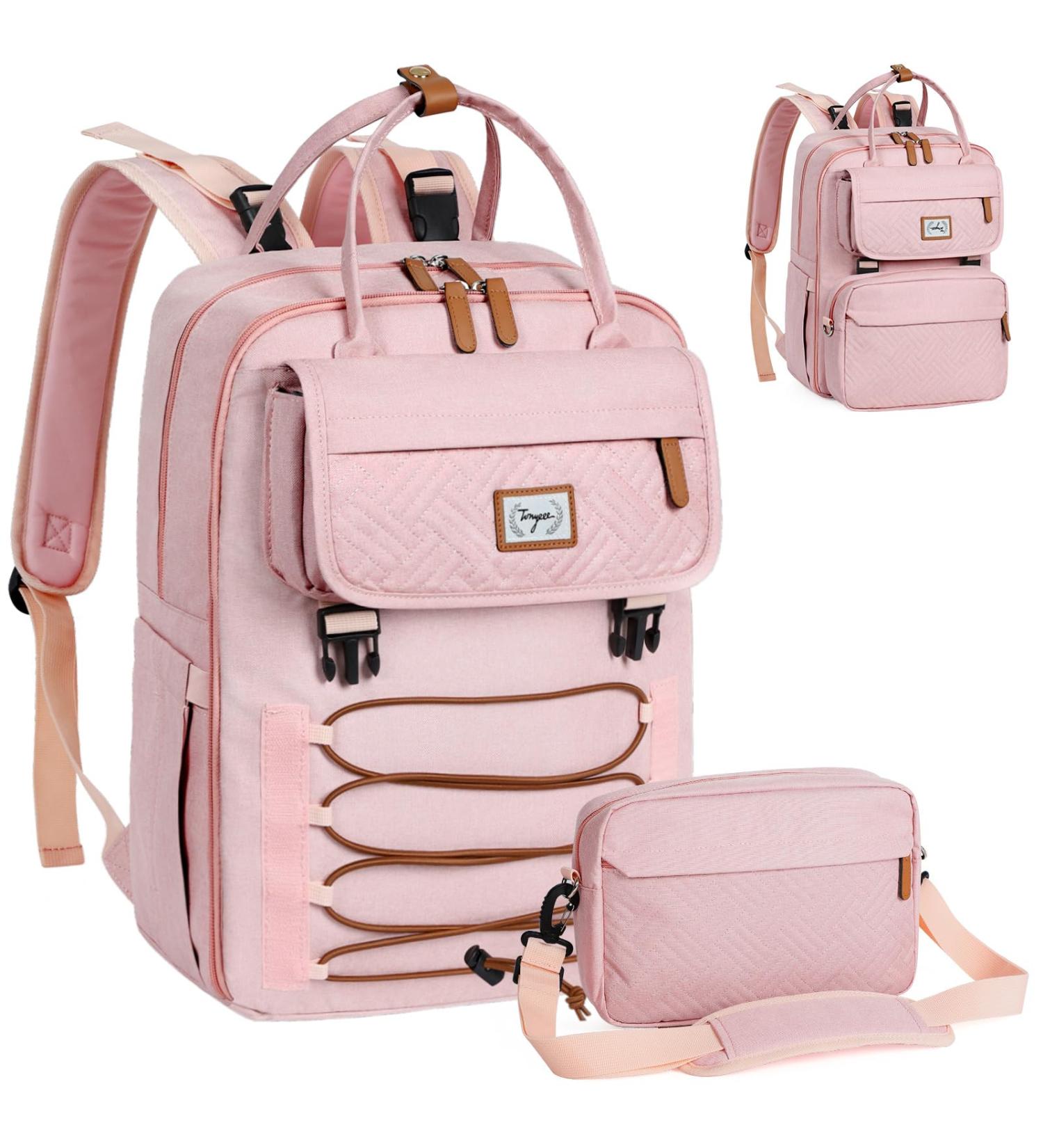 Tonyee Wrap Backpack - Stylish Diaper Bag with Removable Bottle & Diaper Pad Travel Essentials for Moms & Dads - Rosa - Buy Online on SooperMarket.com
