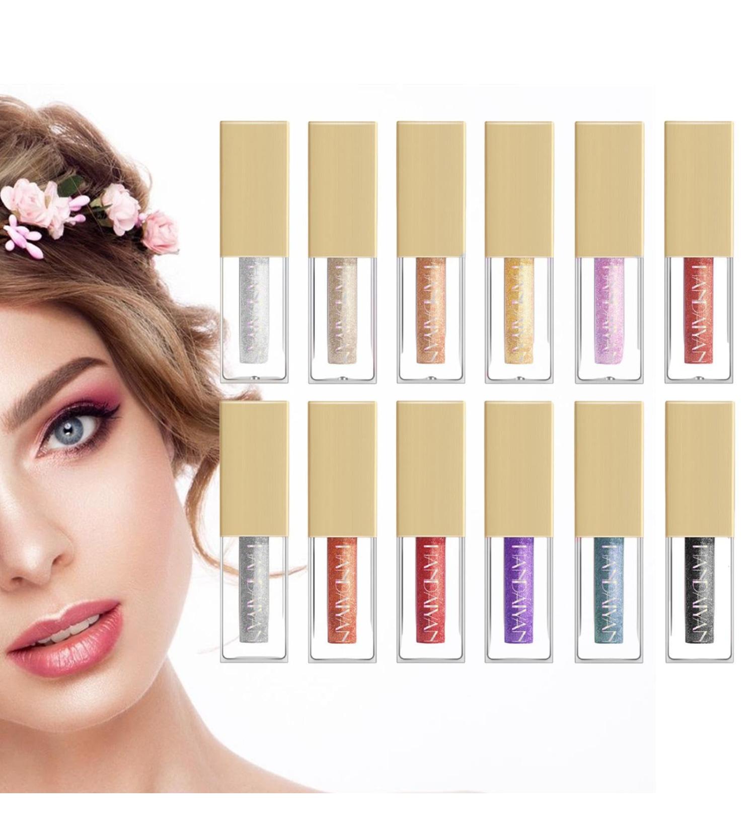 Eyeshadow Liquid - 12 Colors Shimmer Eyeshadow Waterproof Quick-Drying Long Lasting Sparkling Kit for Shiny Makeup Puchen - Buy Online on SooperMarket.com