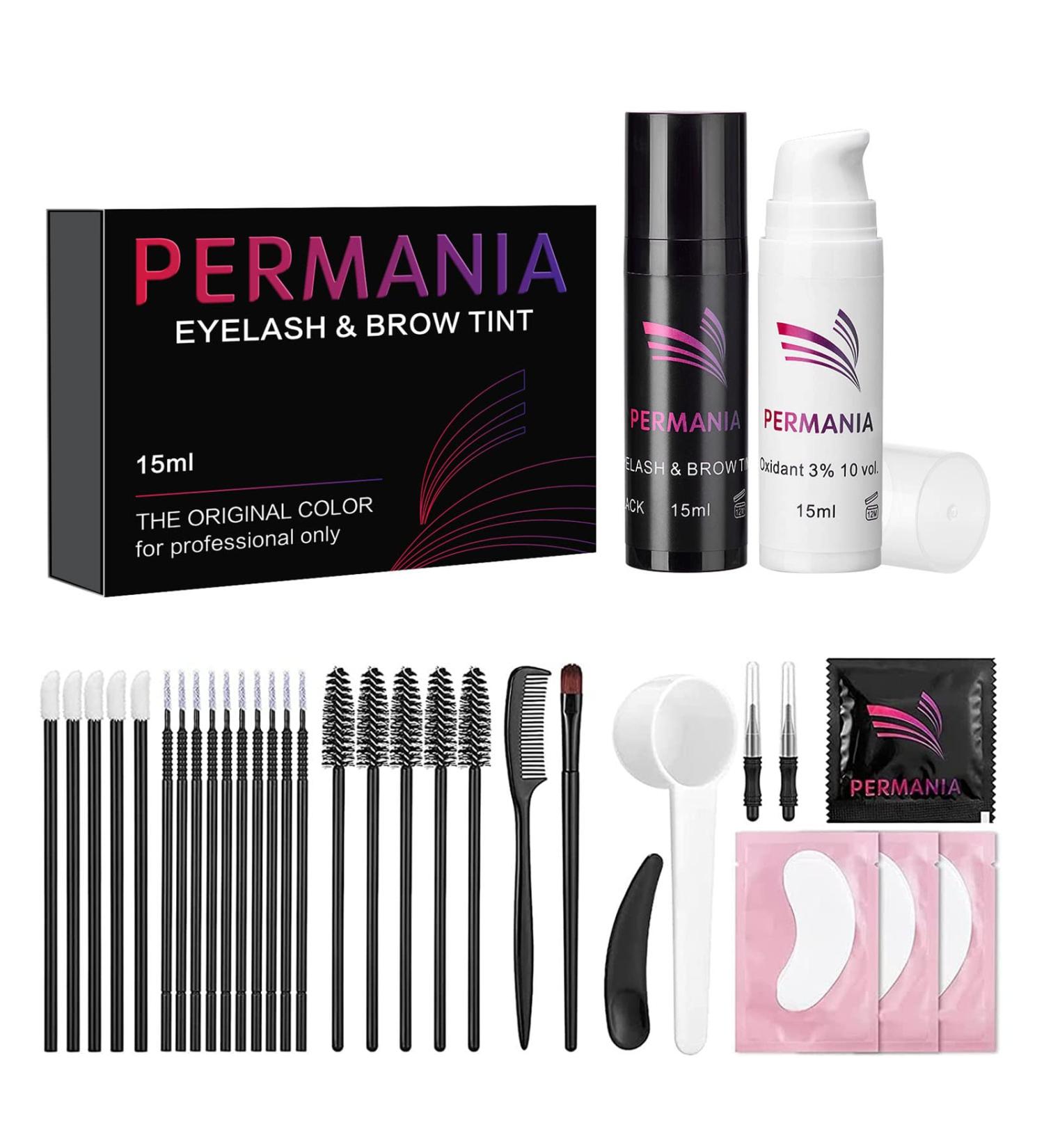 PERMANIA Rich Black Eyelash & Brow Color Kit - Professional Eyebrow Coloring for Natural Makeup at Home - Buy Online on SooperMarket.com