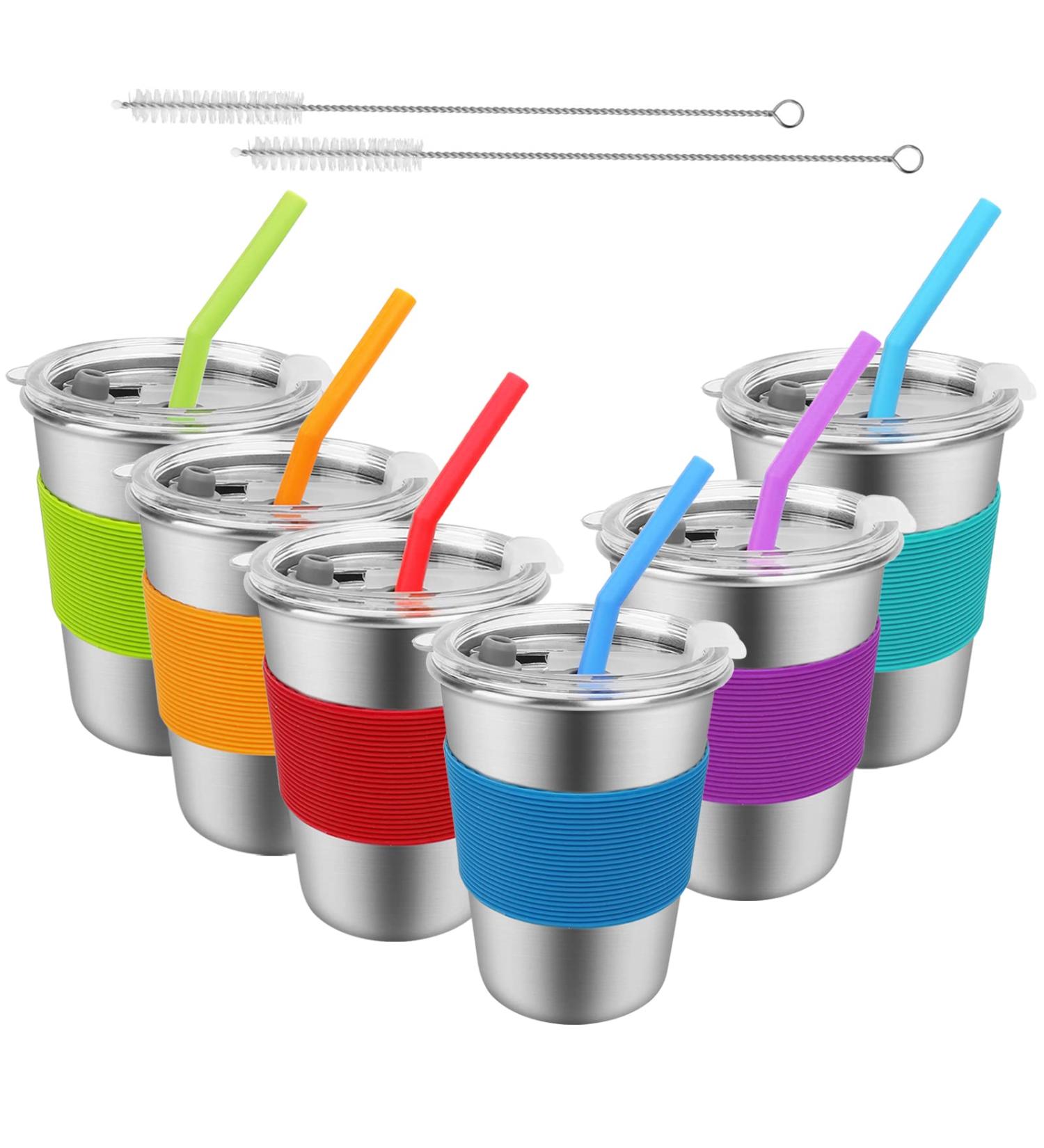 6 Pack Kids Stainless Steel Tumblers with Lids & Straws - 12oz Spill Proof Cups | BPA-Free, Unbreakable & Reusable | for Toddlers, Children, Adults - Ideal for Outdoor Use - Buy Online on SooperMarket.com
