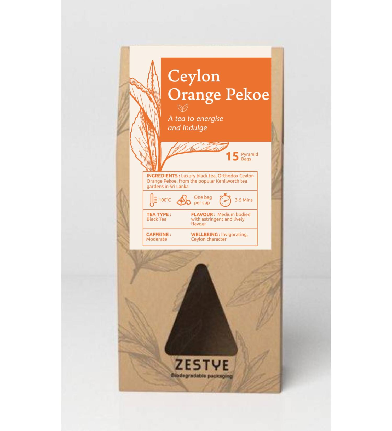 Ceylon Orange Pekoe Black Tea - 15 Pyramid Tea bags (Pack of 3 - Total 45 bags) - Buy Online on SooperMarket.com