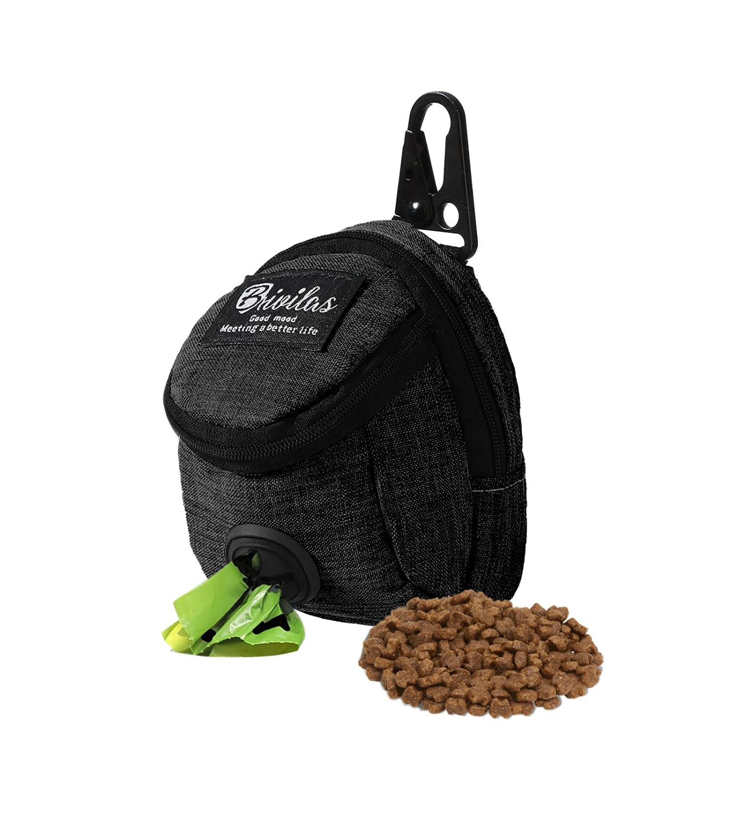 FuninCrea Dog Treat Pouch Bag with Poop Bag Dispenser - Oxford Cloth Training Bag for Walking & Travel (Black) - Buy Online on SooperMarket.com