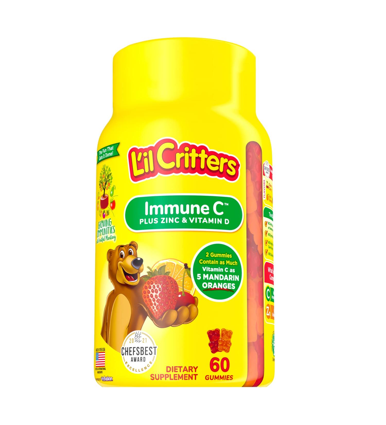 Lil Critters Immune C Plus Zinc & Vitamin D Gummies - 60 Count for Kids' Health - Buy Online on SooperMarket.com