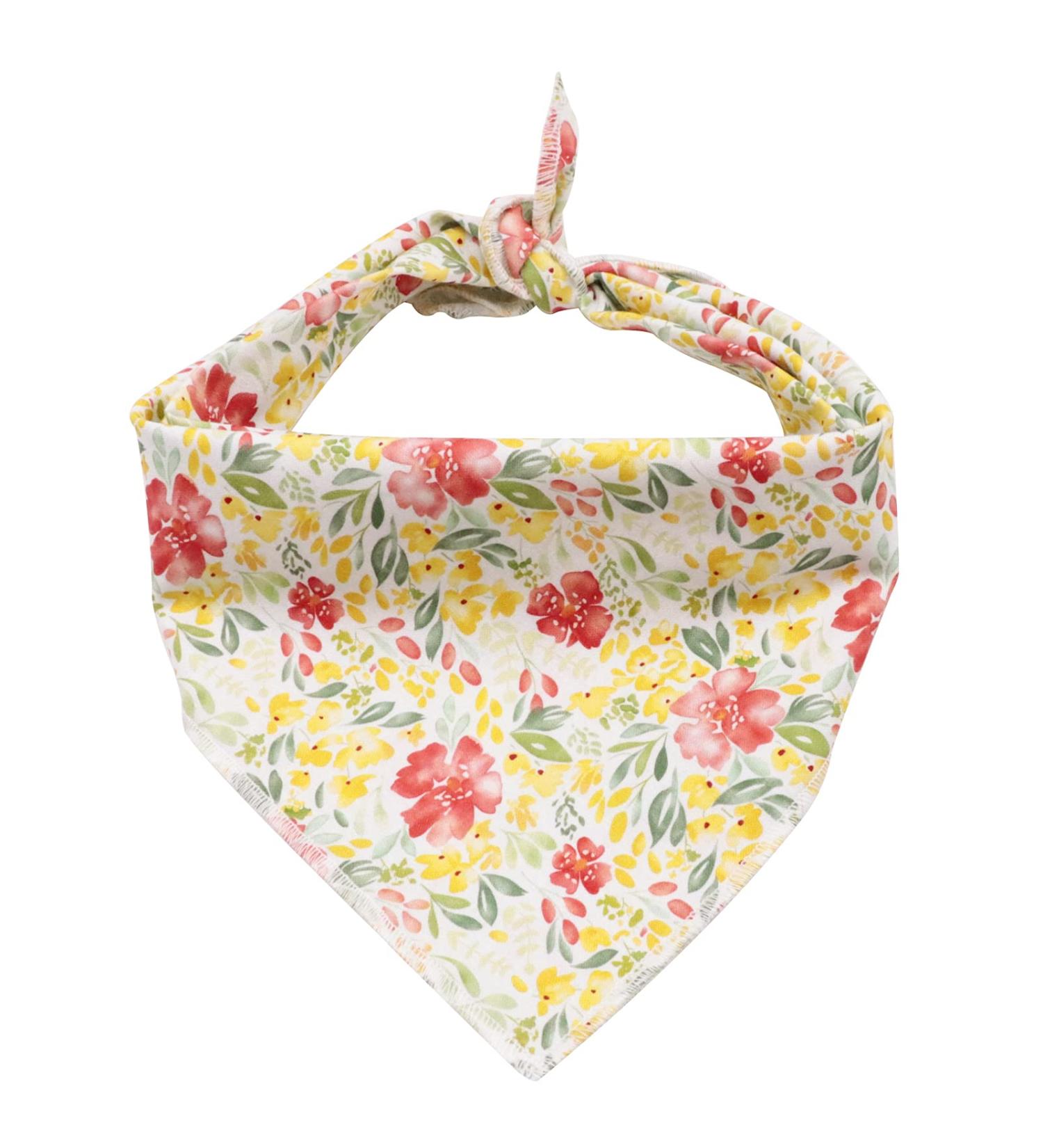 Lionet Paws Dog Bandana - Triangular Scarf for All Dog Sizes (Yellow Flower) - Stylish & Durable Headscarf for Pets - Buy Online on SooperMarket.com