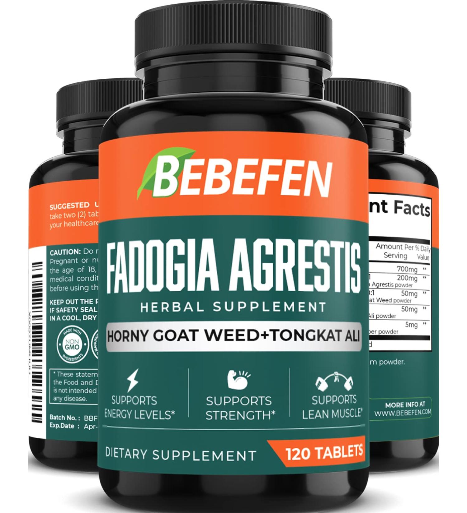 BEBEFEN Premium Fadogia Agrestis Supplement - 3750mg Per Serving with Horny Goat Weed & Tongkat Ali - Performance, Strength, Energy Support - 120 Tablets - Buy Online on SooperMarket.com