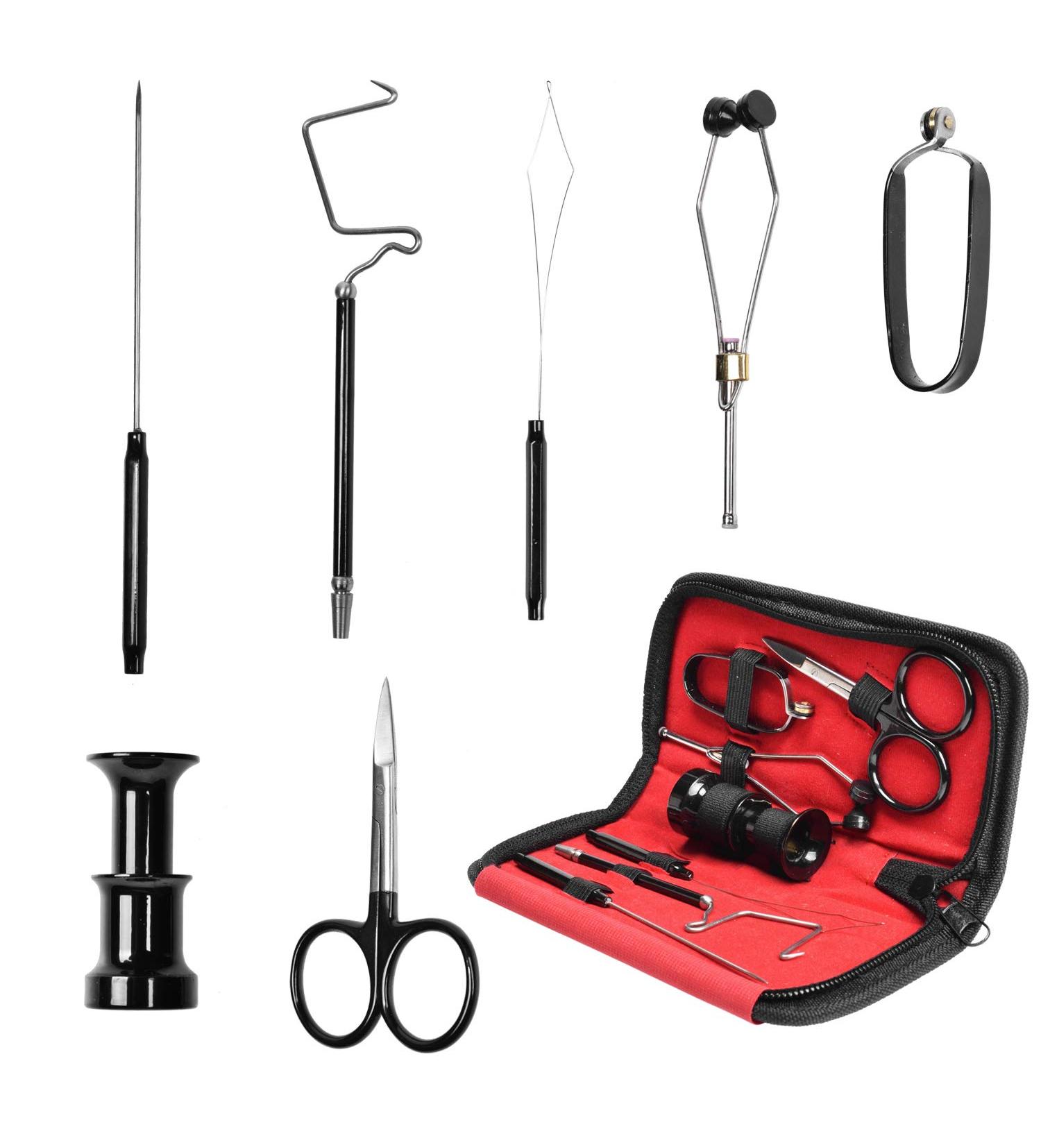 SF Fly Fishing Tying Tools Kit - 7 Pcs Gear Assortment for Bobbin, Threader, Scissors, Whip Finisher, Bodkin, Pliers & Hair Stacker - Buy Online on SooperMarket.com