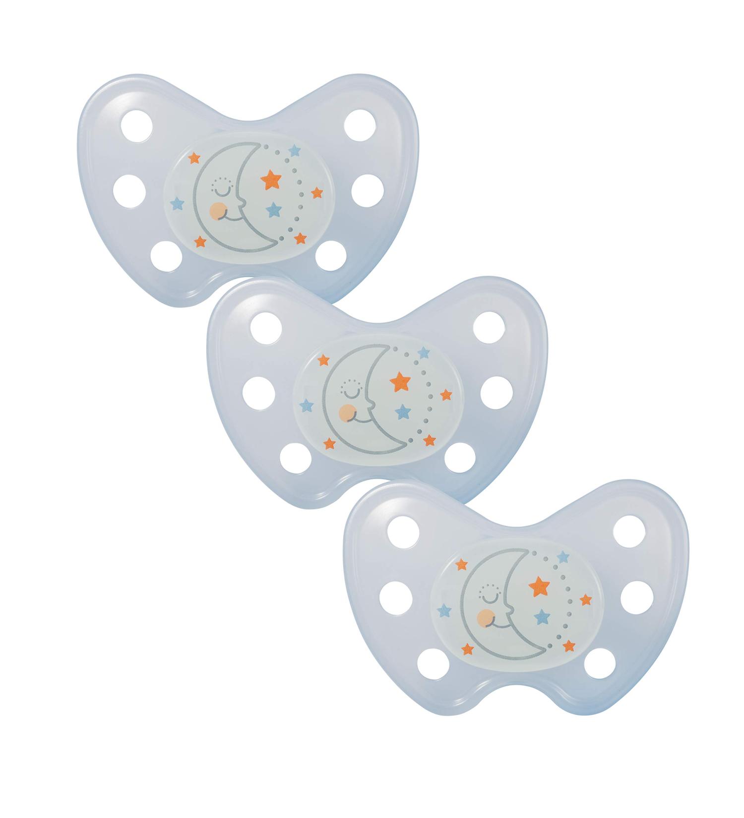 Dentistar Silikon Night Schnuller Set - Size 3 (14+ Months) - Luminous Baby Pacifiers - Dental Approved - Made in Germany - Moon & Blue Design - Buy Online on SooperMarket.com