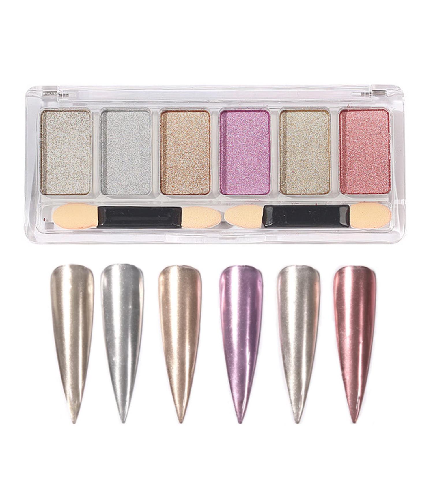 Chrome Nail Powder Set - 6 Colors for Shiny, Holographic Nail Art - Buy Online on SooperMarket.com