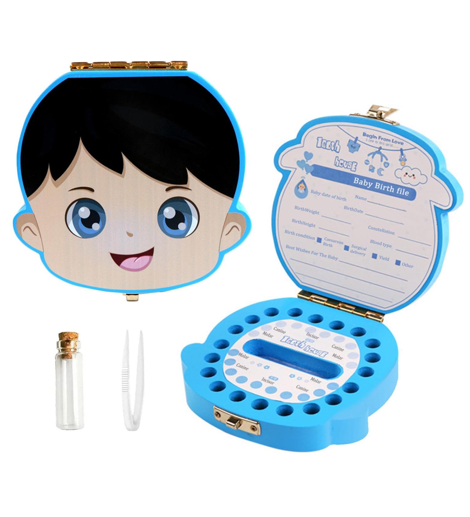 Lvjkes Tooth Box Baby Tooth Box Childrens Wooden Tooth Box Baby Tooth Box Keepsake Save Organizer for Baby Kids Boys and Girls Tooth Storage Box Souvenir Baby Teeth Save Box (Blue/Boy) - Buy Online on SooperMarket.com