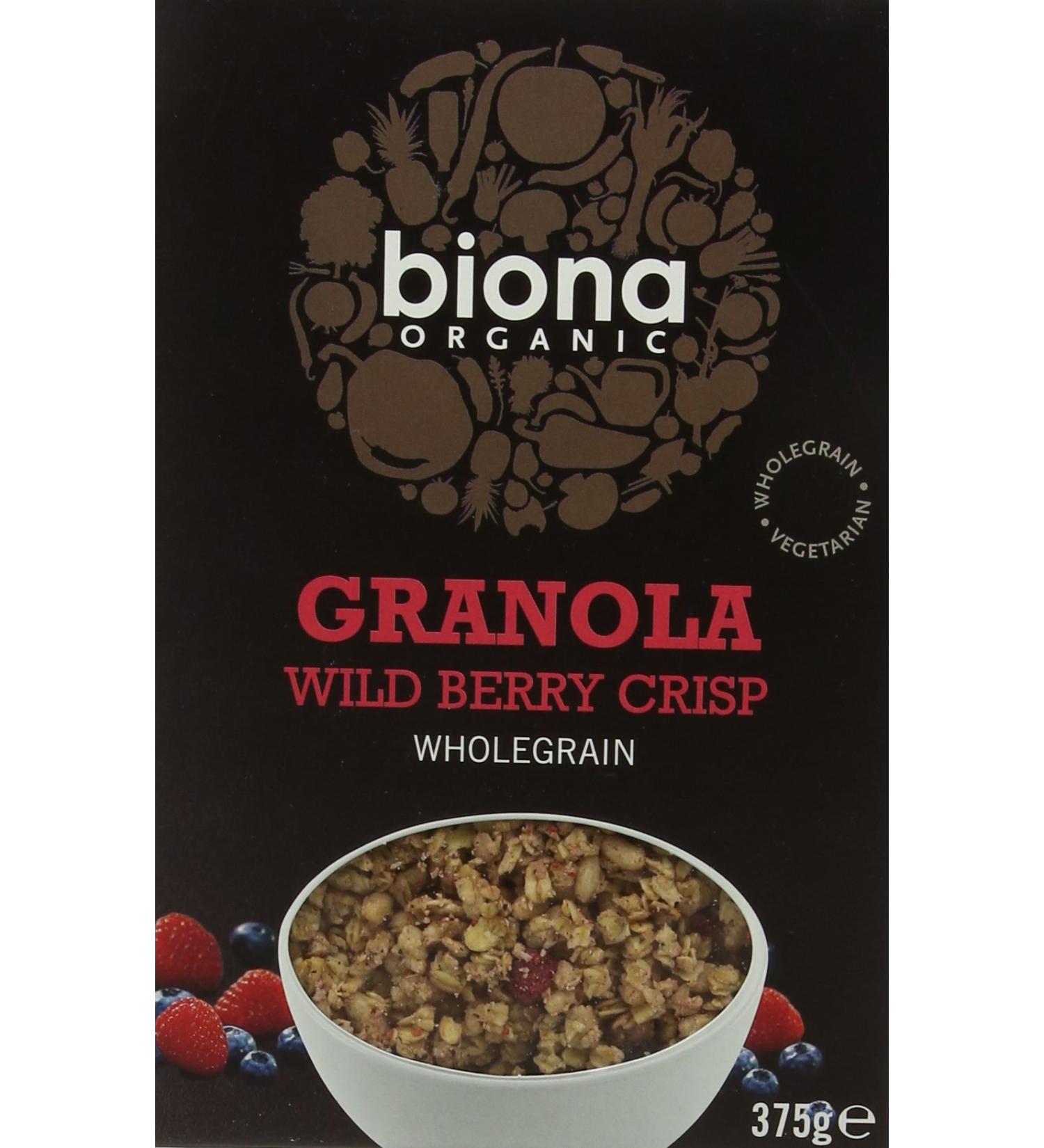 Biona Organic Wild Berry Crispy Granola 375g - Buy Online on SooperMarket.com