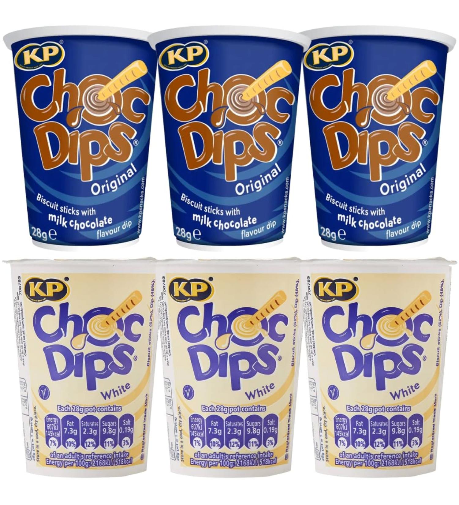 Chocolate Biscuit Stick & Choc Dip 28g x3 With Chocolate White Biscuit Stick & Choc Dip 28g x3 - Bundle Consisting of KP Dips x6 Pack