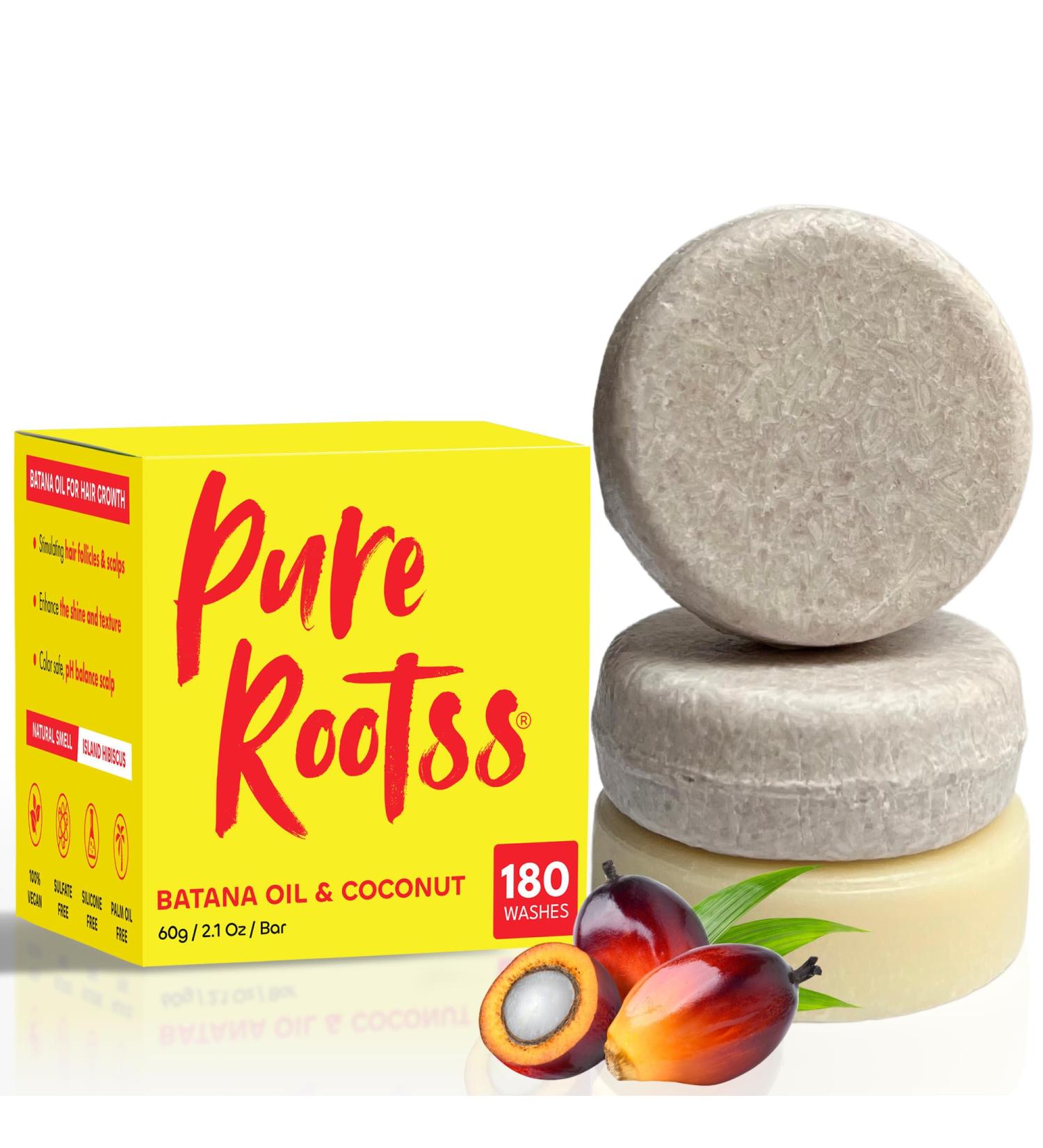Batana Oil Shampoo & Conditioner Bar Set - Hair Growth Thickening & Anti Hair Loss - Silicone & Sulfate Free - Hibiscus Scent - Buy Online on SooperMarket.com