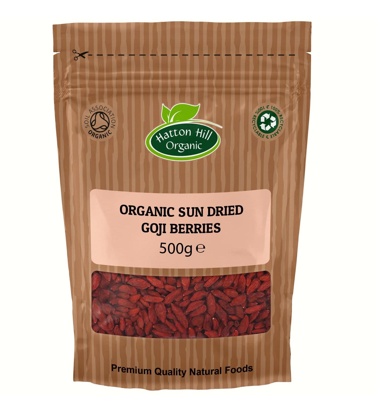 Organic Goji Berries 500g by Hatton Hill Organic - Free UK Delivery - Buy Online on SooperMarket.com