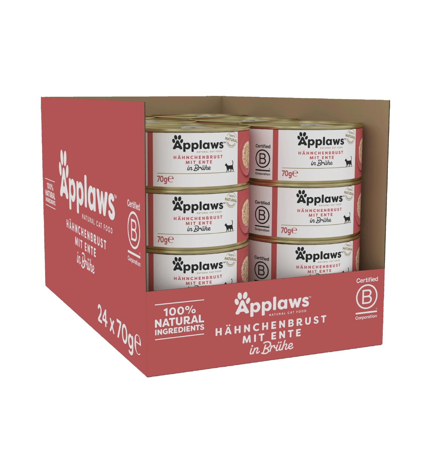Buy Applaws Premium Natural Wet Cat Food - Chicken with Duck in Broth (70g Can Pack of 24) | Best International Shipping - Buy Online on SooperMarket.com