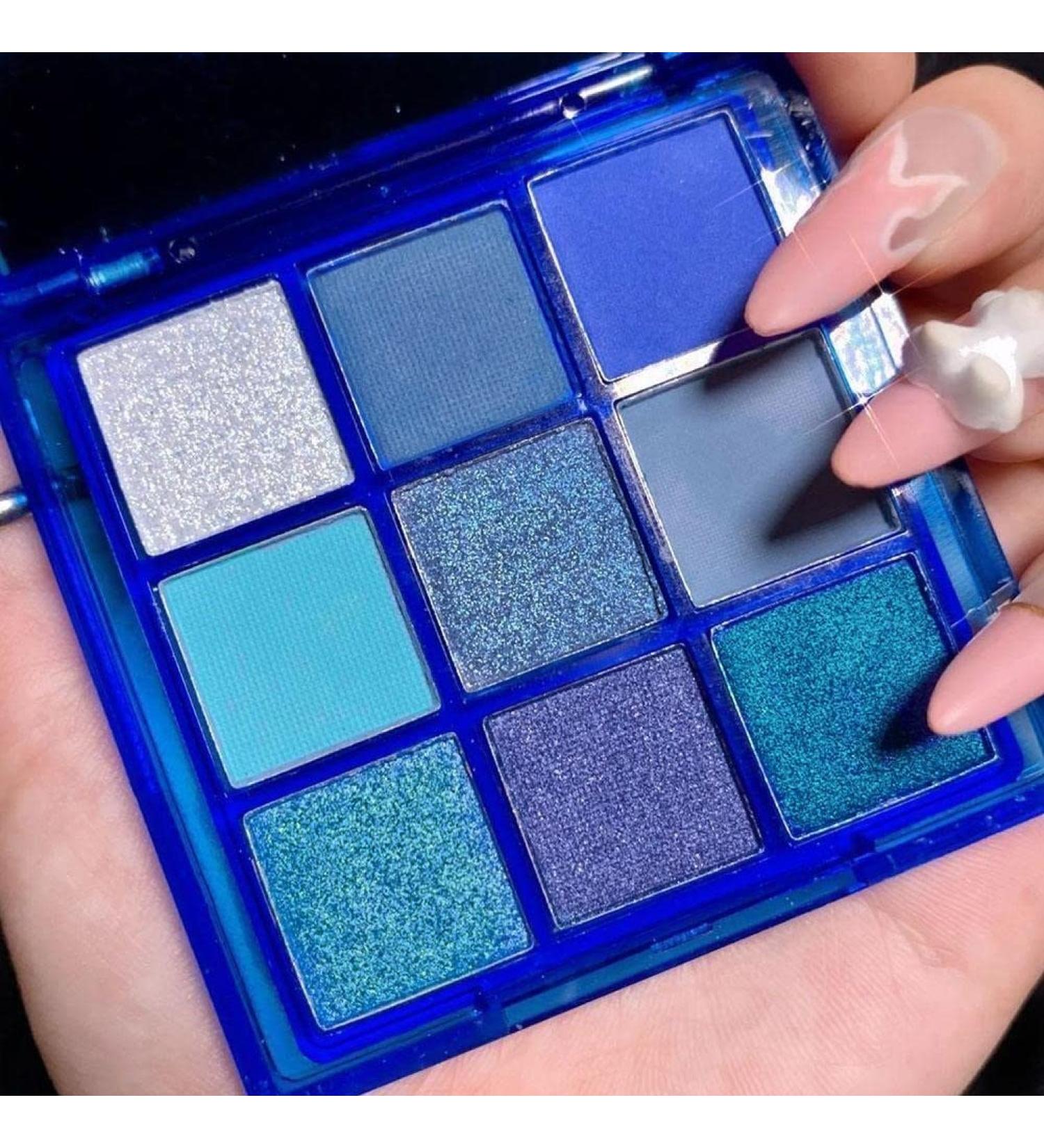 Go Ho 9 Style Blue Eyeshadow Palette Set 5 - Matte & Shimmer Shades for Women & Girls - Waterproof Cool Eye Makeup Palette - Buy Online on SooperMarket.com