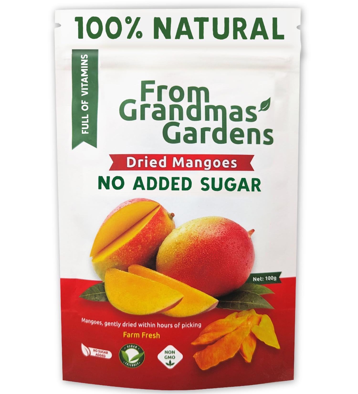 Dried Mango - From Grandmas Gardens | 1 x 100g | Healthy Vegan Snack | 100% Natural | No Added Sugar | Rich in Vitamins | No Preservatives | GMO free Mango 1 pack - Buy Online on SooperMarket.com