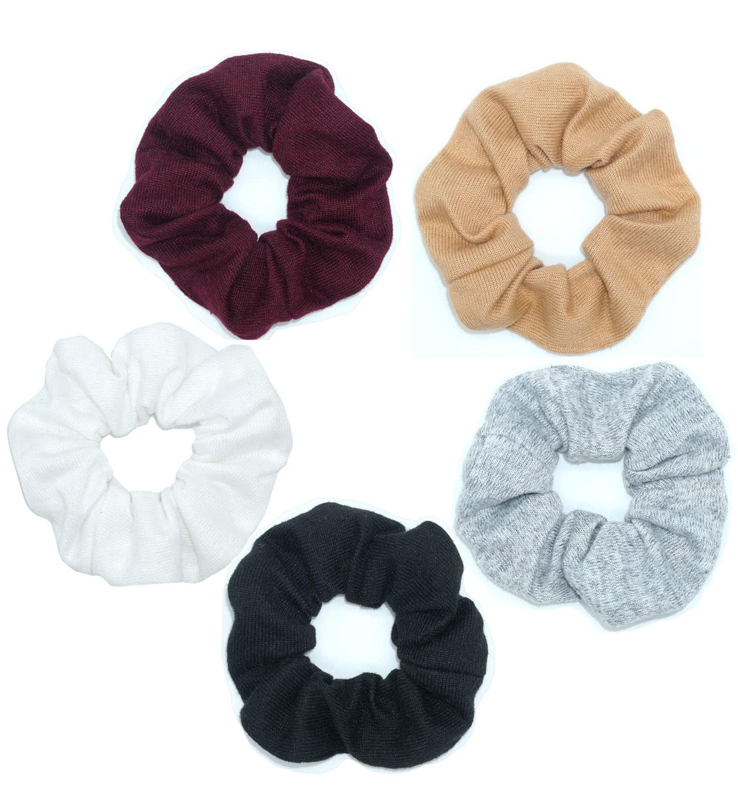 Soft Knitted Scrunchies Dark Colors - Cotton Hair Ties for Women - Buy Online on SooperMarket.com