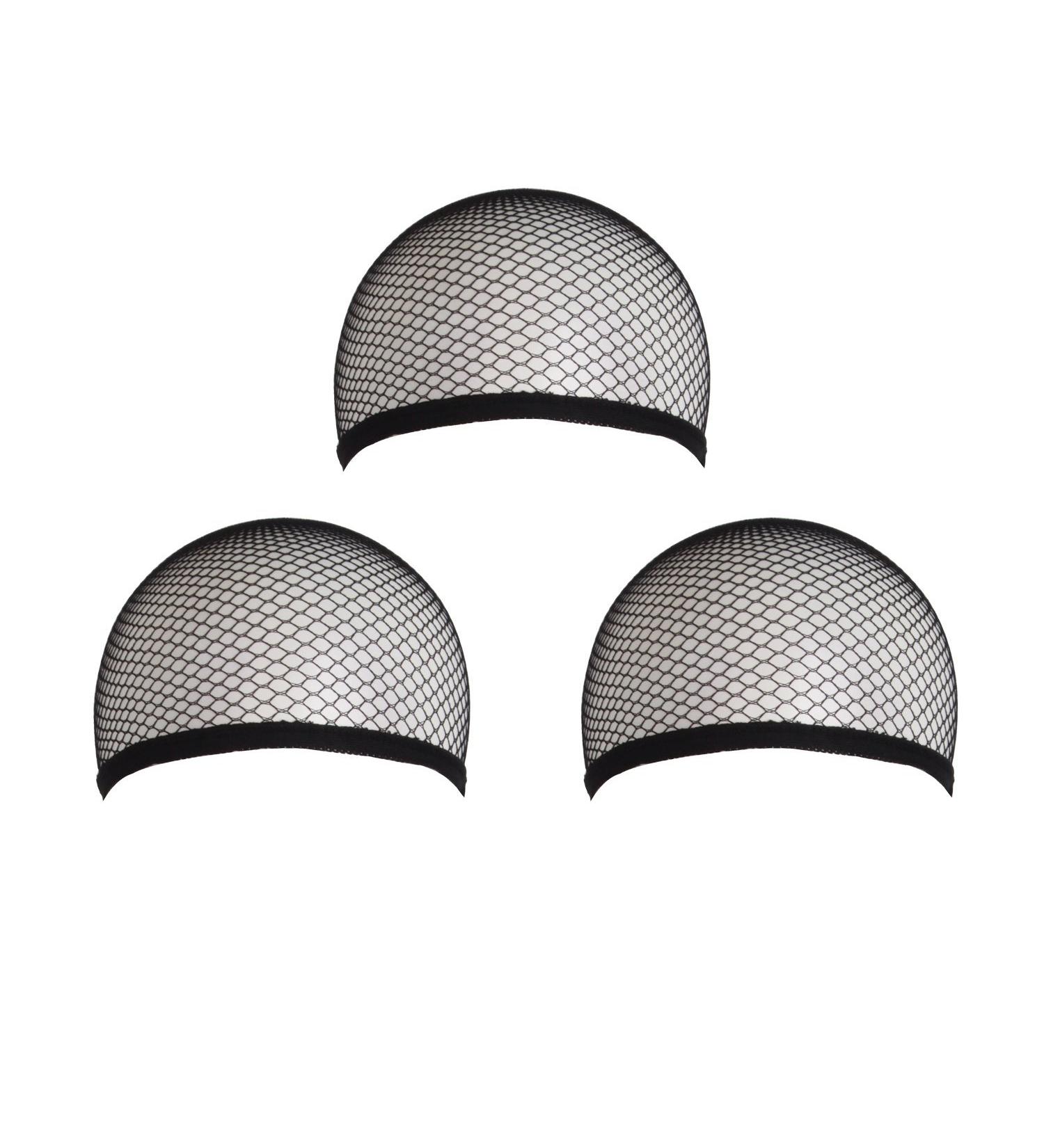 MapofBeauty 3 Pieces Elastic Hair Mesh Net One Size Wig Caps(Black)