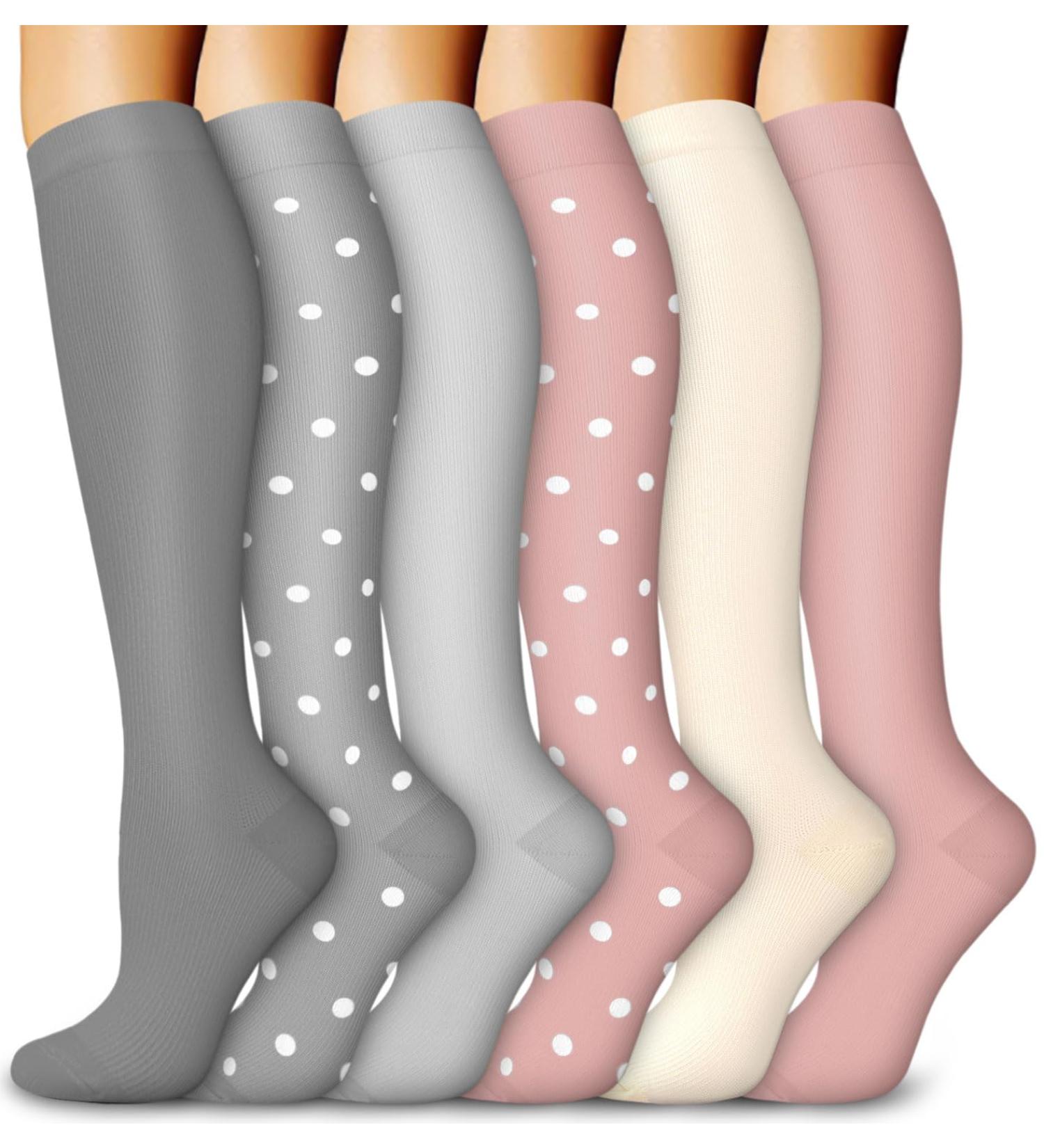 Blongw Compression Stockings for Men - 6 Pairs Knee Support Socks for Sports Travel & Running | A3-Assorted 01 L-XL - Buy Online on SooperMarket.com