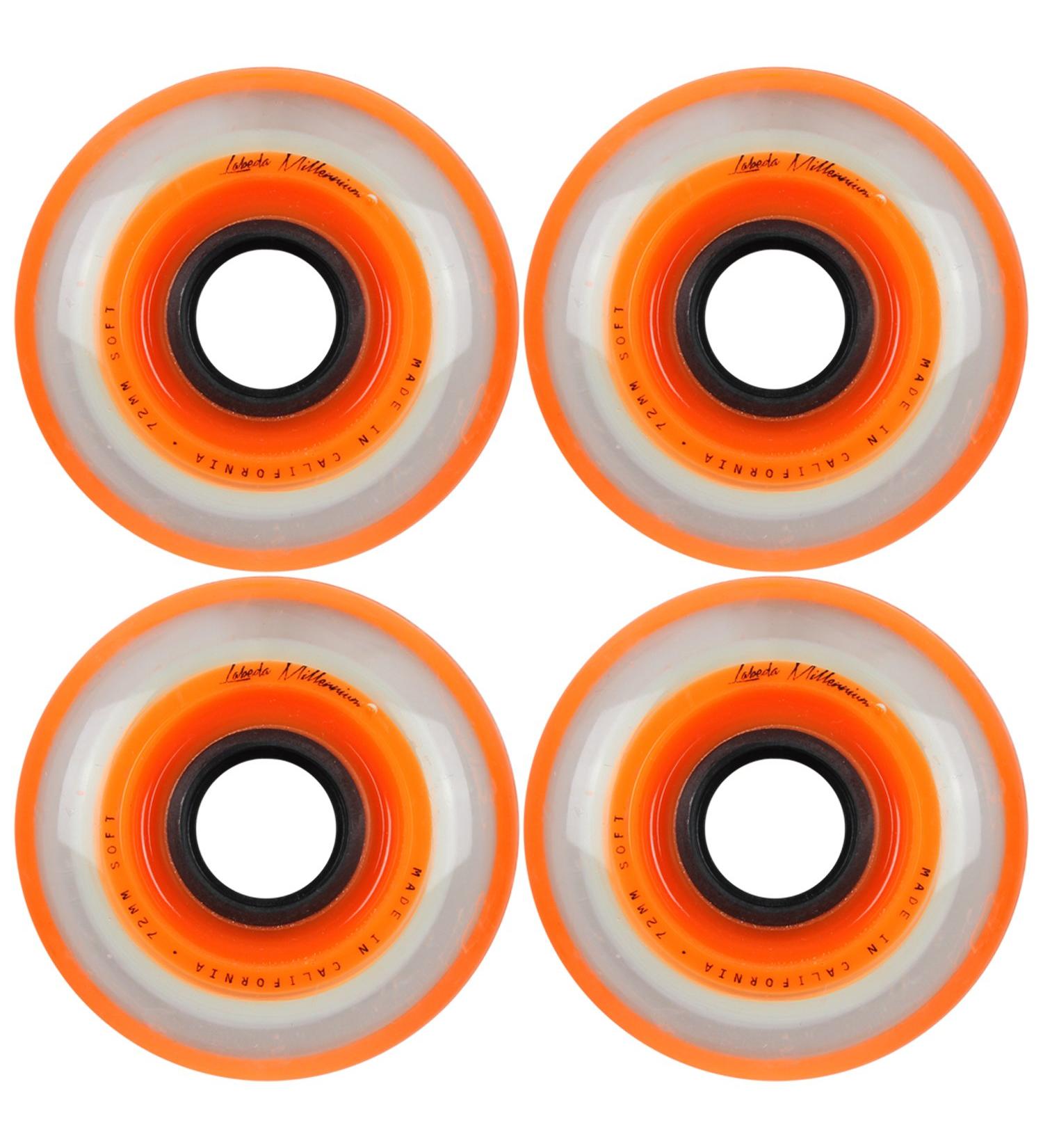 Labeda Millenium Inline Skate Wheels 4 Pack Orange - Soft 76mm