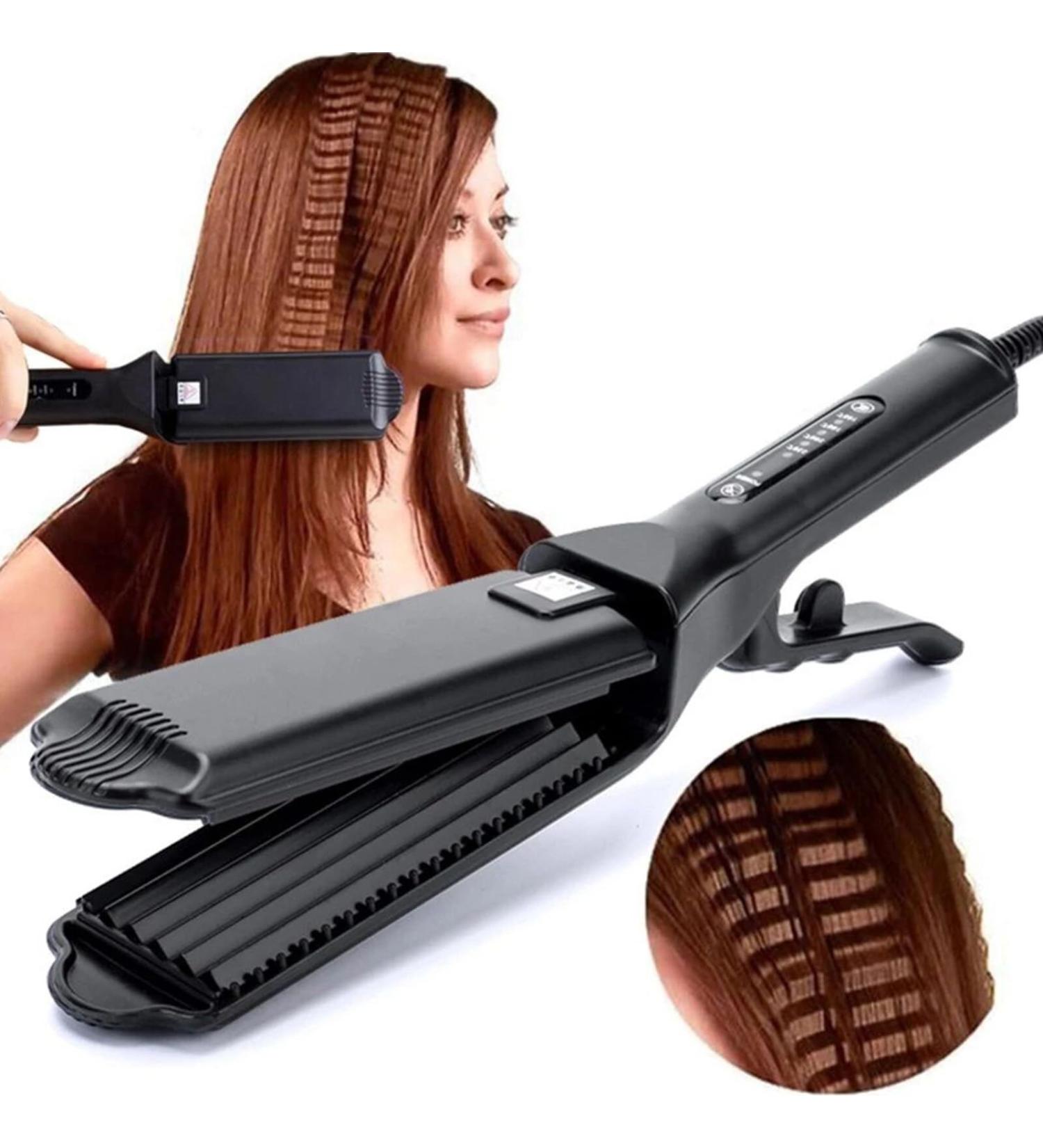 Hair Crimper Ceramic Crimping Iron Hair Waver with 4 Temperature Levels Volumizing Crimper Hair Iron Styling Tools for Fluffy Hairstyle Home Salon Use - Buy Online on SooperMarket.com