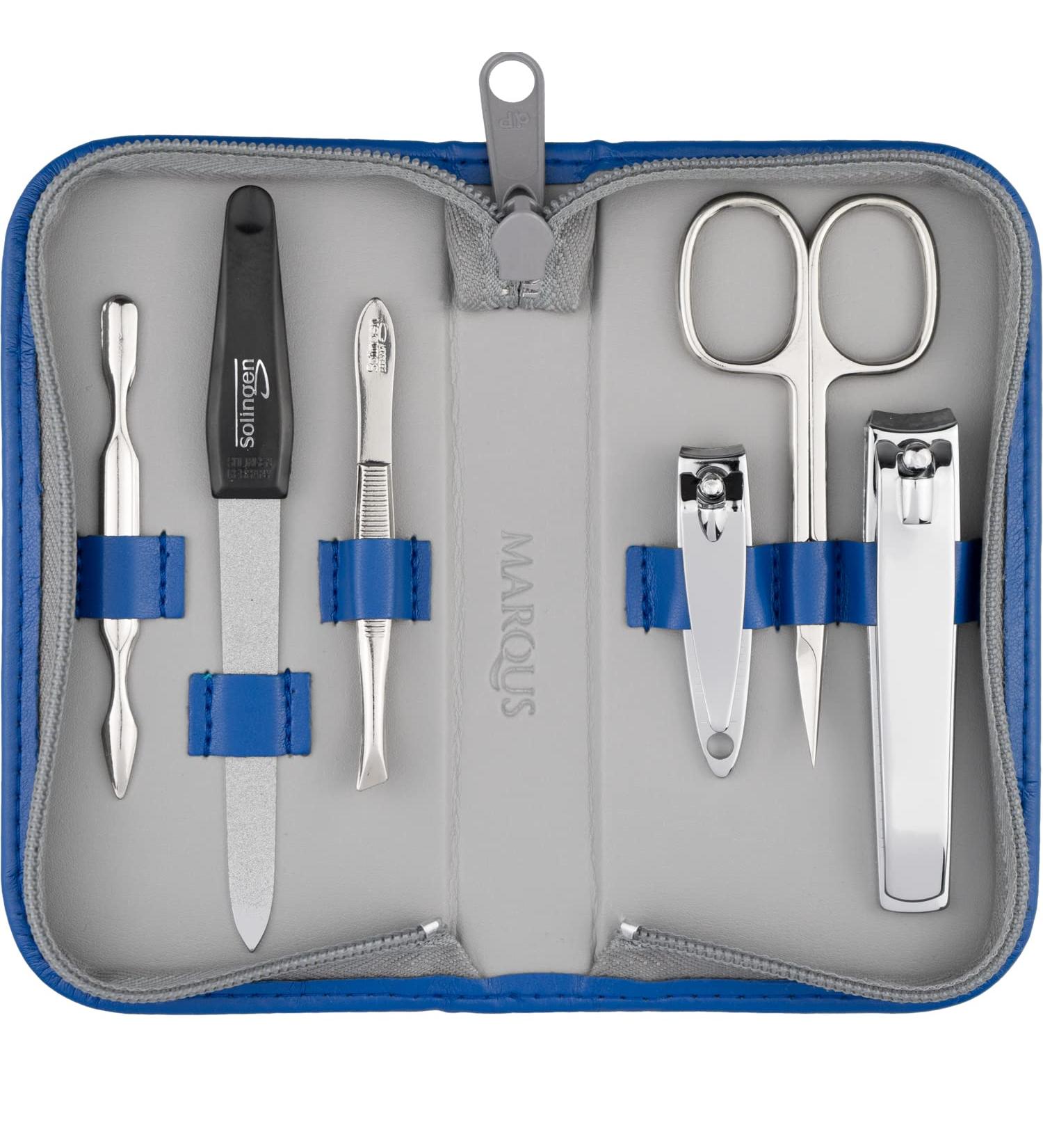 Premium Solingen Manicure Set - 6-Piece Art Leather Case Polished Steel | Marqus for Men & Women - Buy Online on SooperMarket.com