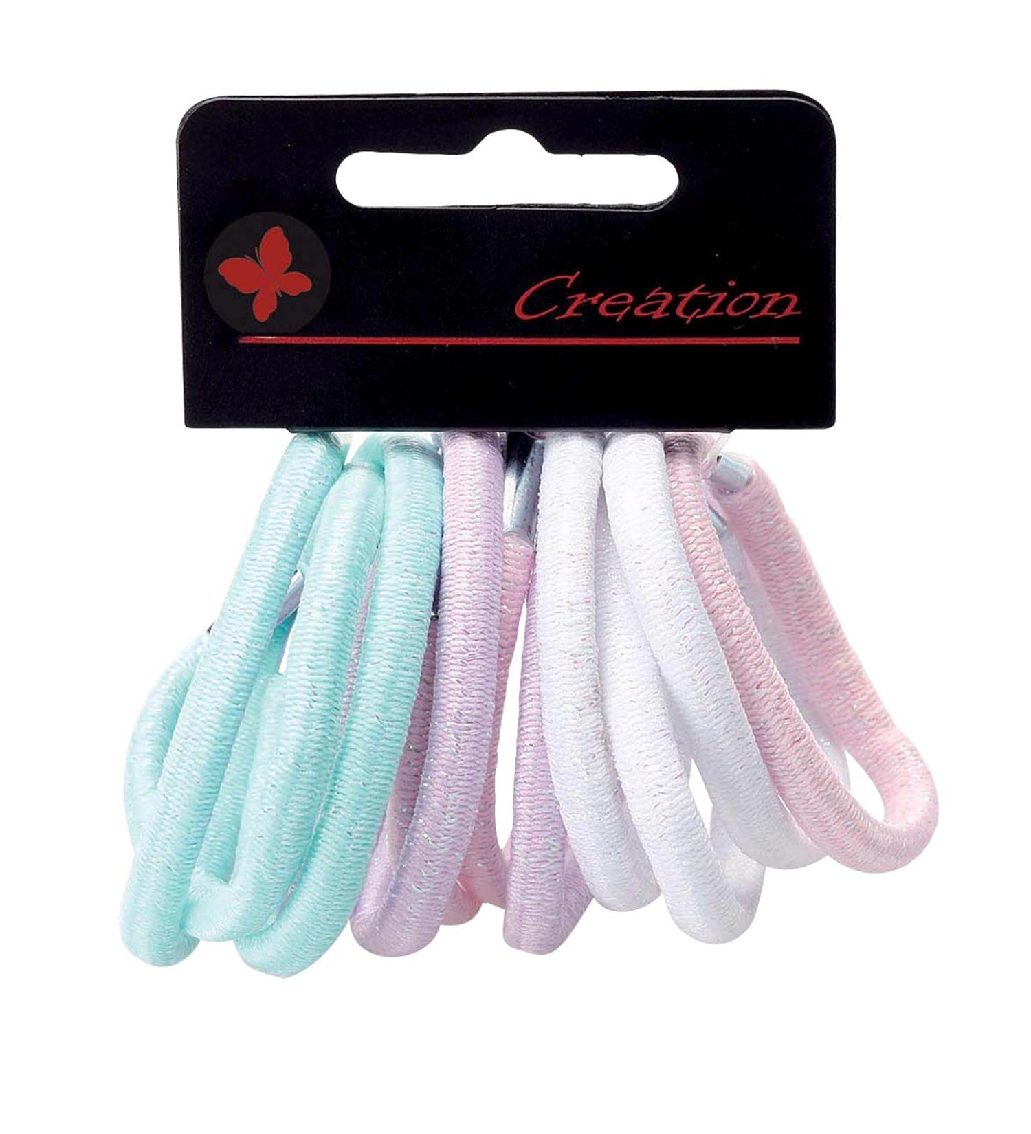 Pack of 12 hair ties with metal clip pastel tones color mix