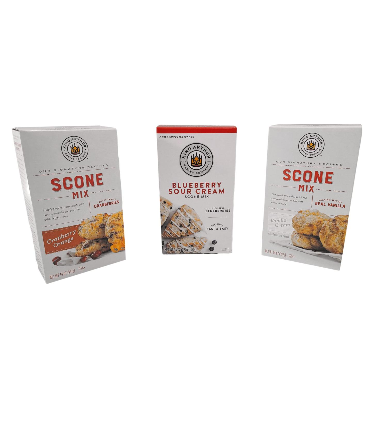King Arthur Scone Bundle: Cranberry Orange, Blueberry Sour Cream, Vanilla Cream - Set of 3 Flavors! - Buy Online on SooperMarket.com