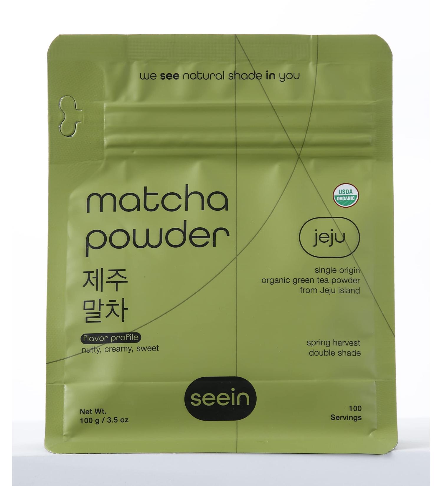 SEEIN Organic Matcha Green Tea Powder | Jeju Korea | Premium First Harvest | Ceremonial Grade 3.52oz | USDA Certified - Buy Online on SooperMarket.com