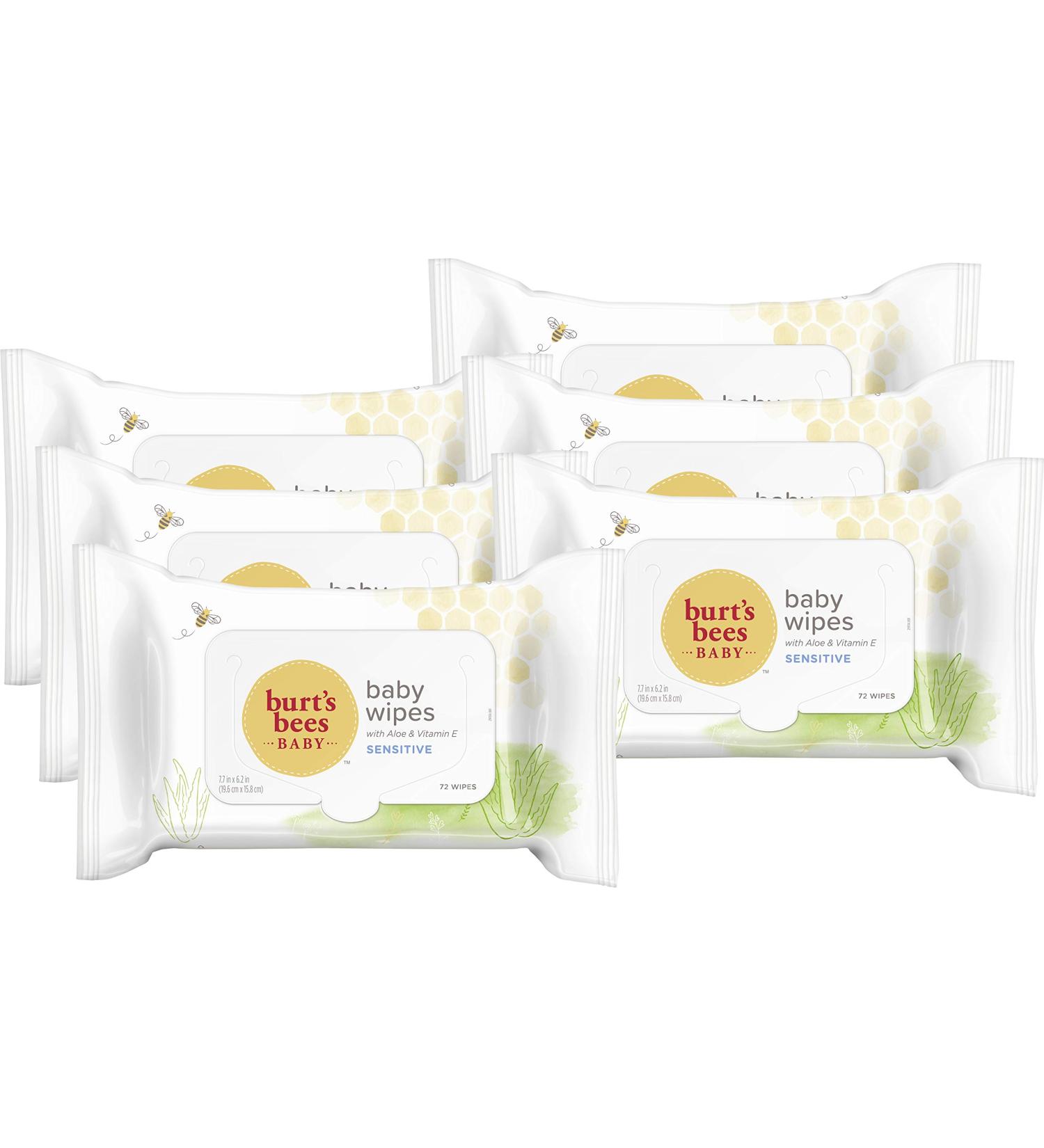 Burt's Bees Baby Wipes - Unscented Towelettes for Sensitive Skin - All Natural with Aloe & Vitamin E - Fragrance Free - 6 Flip-Top Packs - 432 Wipes Total - Buy Online on SooperMarket.com