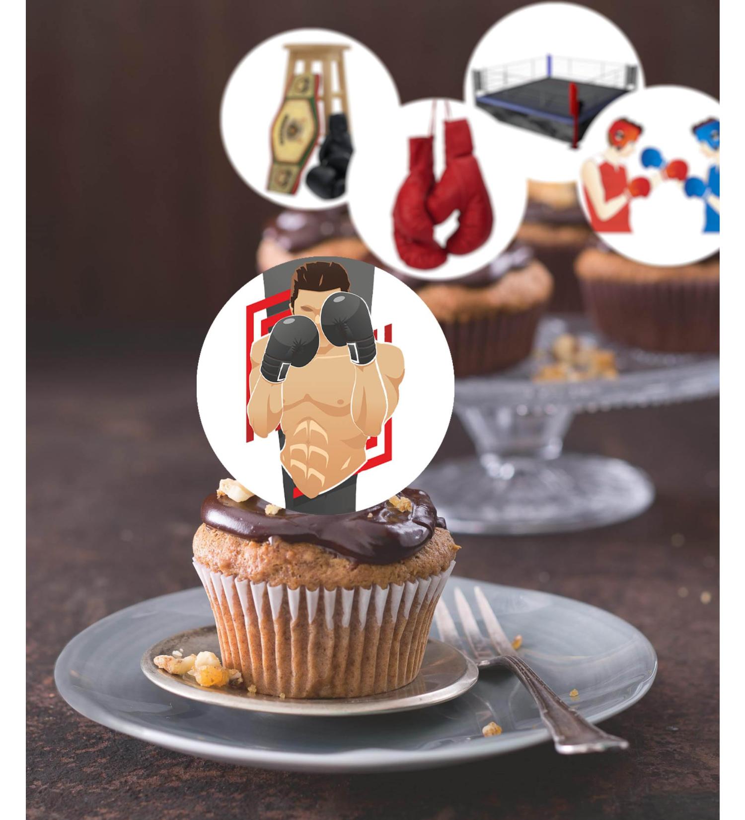 24 x Pre-Cut Boxing 3 Edible Stand up Wafer Paper Cupcake Toppers Cake Decorations Birthday Party Sport Martial Art - Buy Online on SooperMarket.com