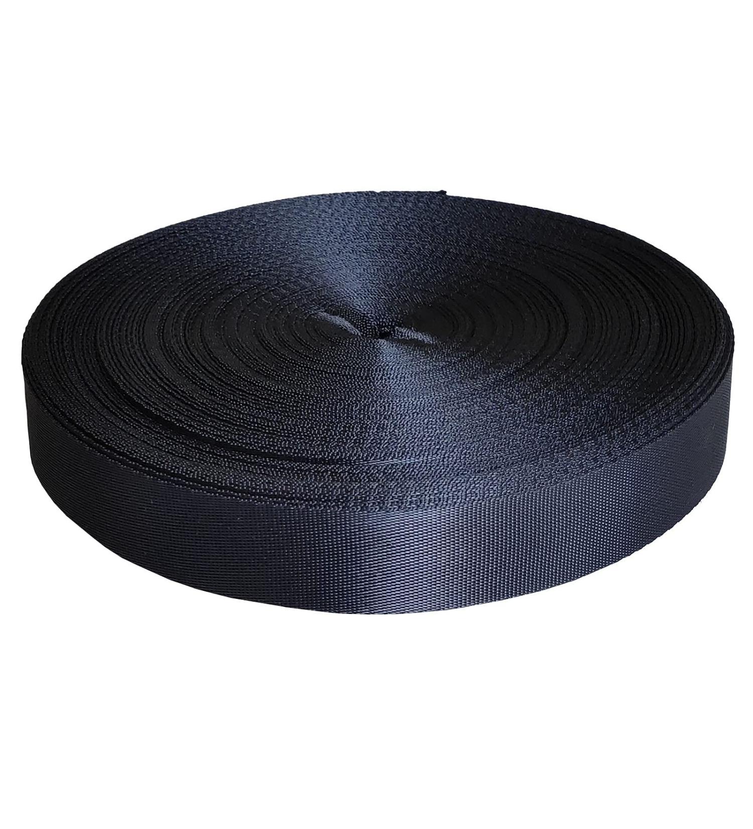 Yo-Yo2015 1 Inch Nylon Webbing Strap - 30 Yards | Durable Flat Nylon for Backpacks, Pet Leashes, Gardening Crafts - Black 01011 - Buy Online on SooperMarket.com