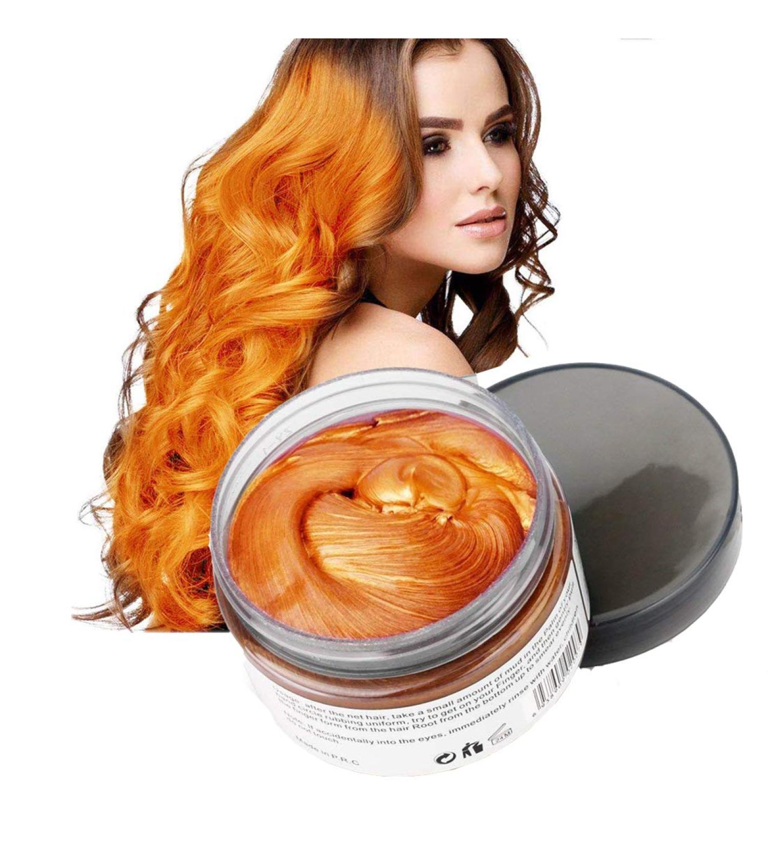 Temporary Hair Wax Color | Washable Orange Hair Styling Cream for Men & Women | Natural Ingredients 120g - Buy Online on SooperMarket.com