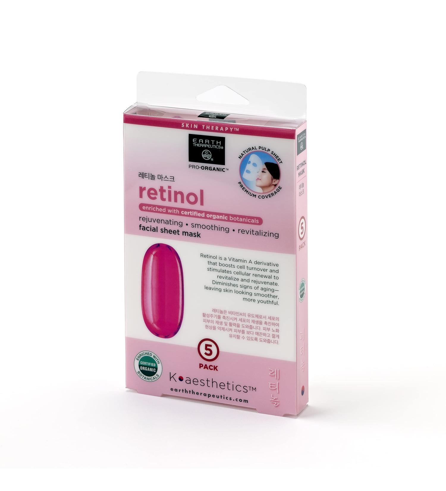 Buy Earth Therapeutics Retinol Facial Sheet Mask | Moisturize & Replenish Skin - International Shipping - Buy Online on SooperMarket.com