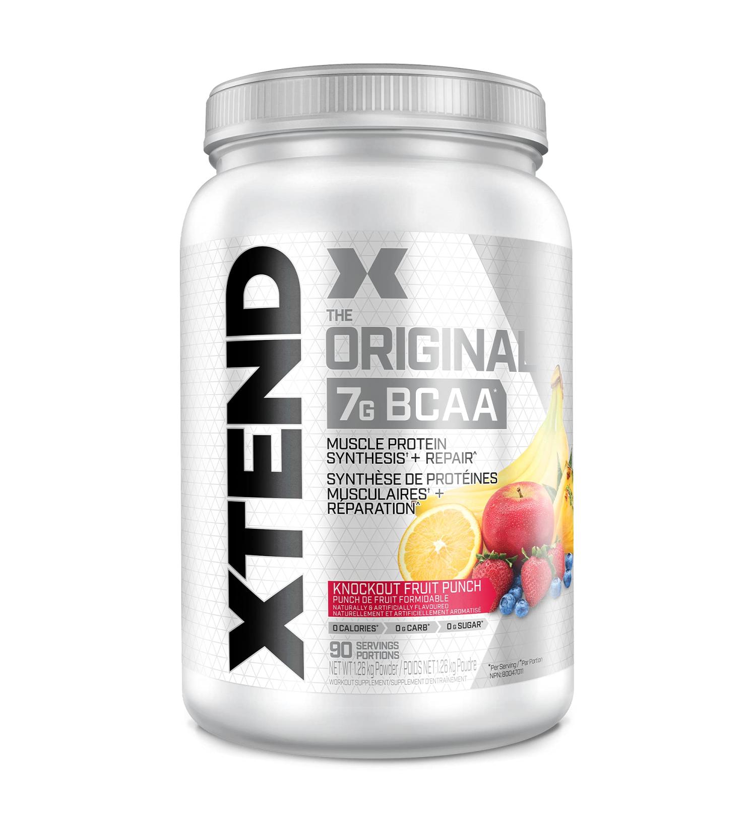 XTEND Original BCAA Powder Knockout Fruit Punch | Sugar Free Post Workout Electrolyte Muscle Recovery Drink with Amino Acids | 7g BCAAs for Men & Women | 90 Servings Fruit Punch 90 Servings (Pack of 1) - Buy Online on SooperMarket.com