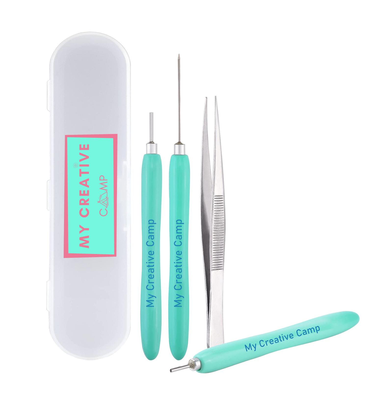4 Pack Paper Quilling Tools Set with Slotted Tools, Needle, Tweezer, and Storage Box - Buy Online on SooperMarket.com