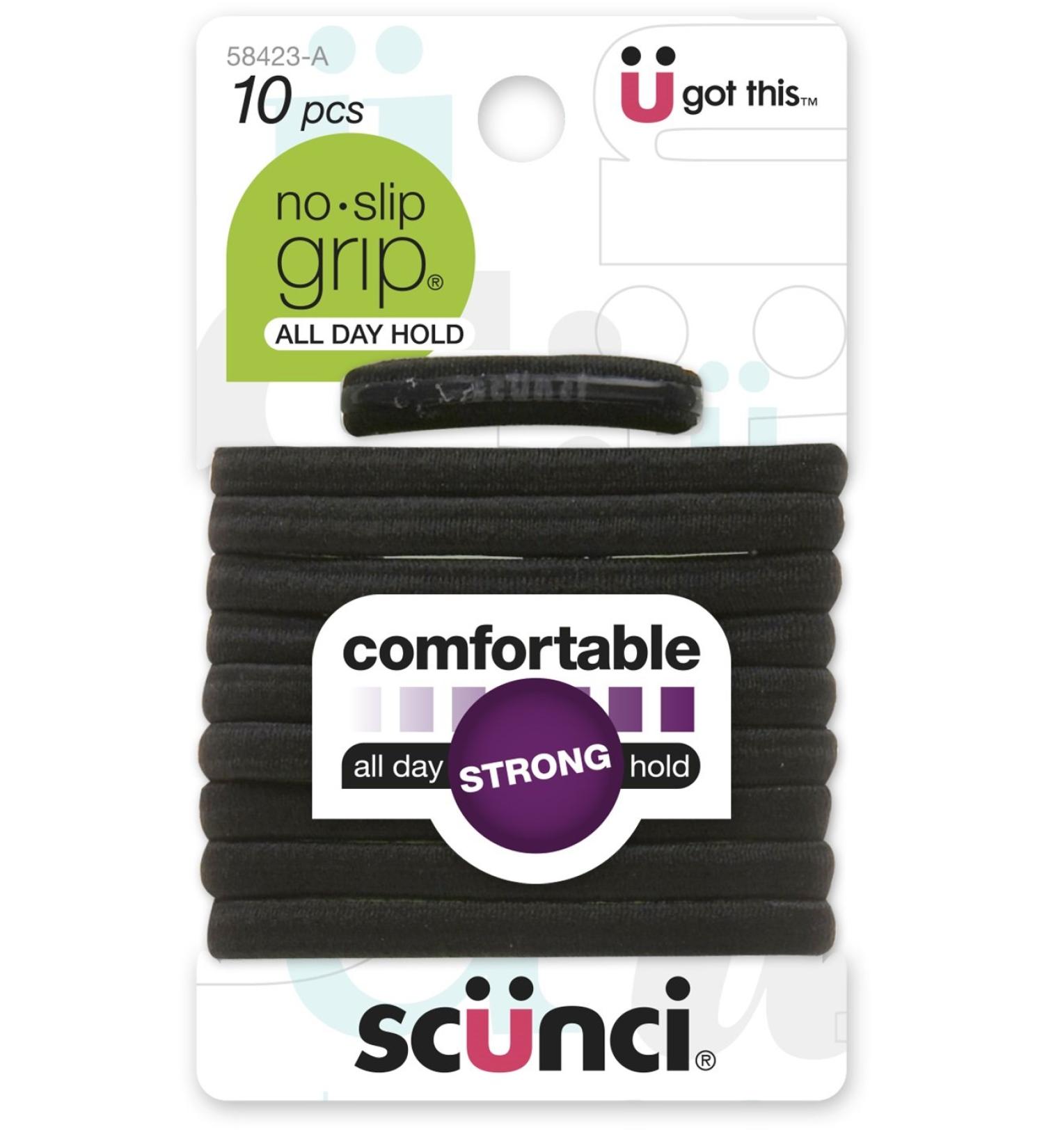 Scunci Large No Slip Black Elastic Hair Ties - 10 Count - Buy Online on SooperMarket.com